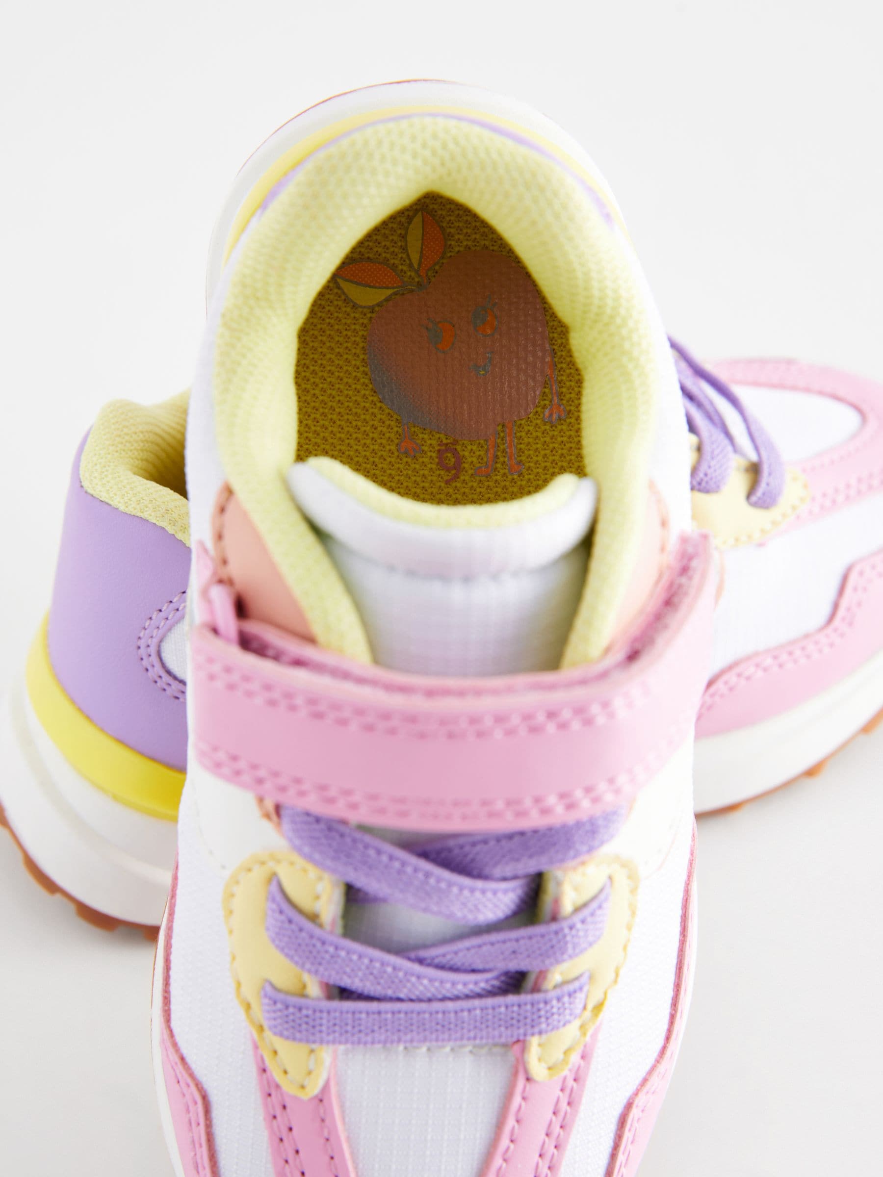 White/Pink/Yellow Elastic Lace Chunky Trainers