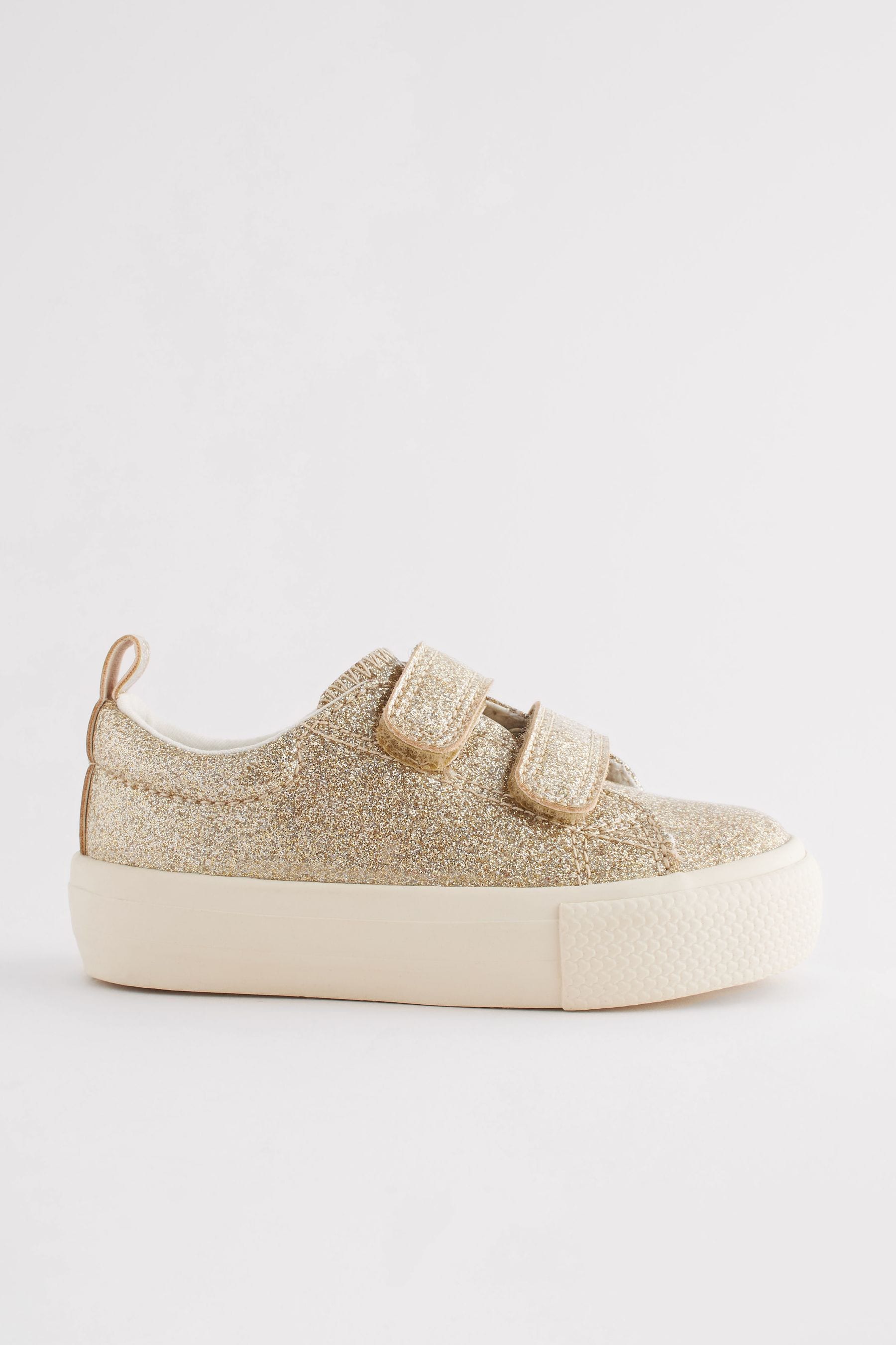 Gold Glitter Standard Fit (F) Chunky Trainers With Touch Fastening