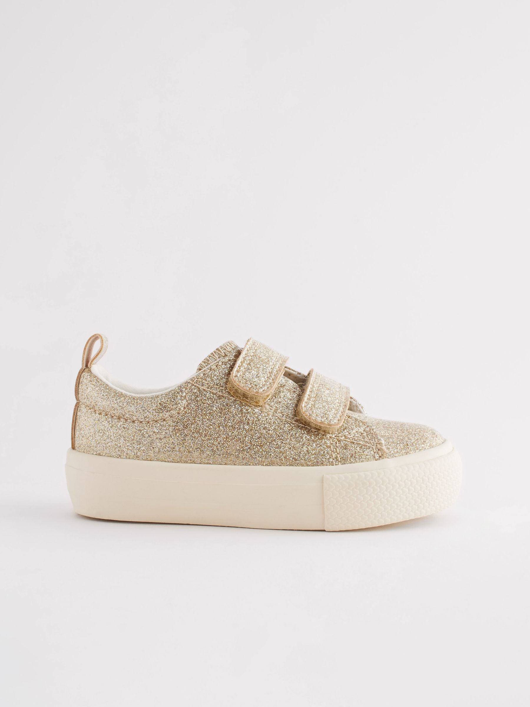 Gold Glitter Chunky Trainers With Touch Fastening