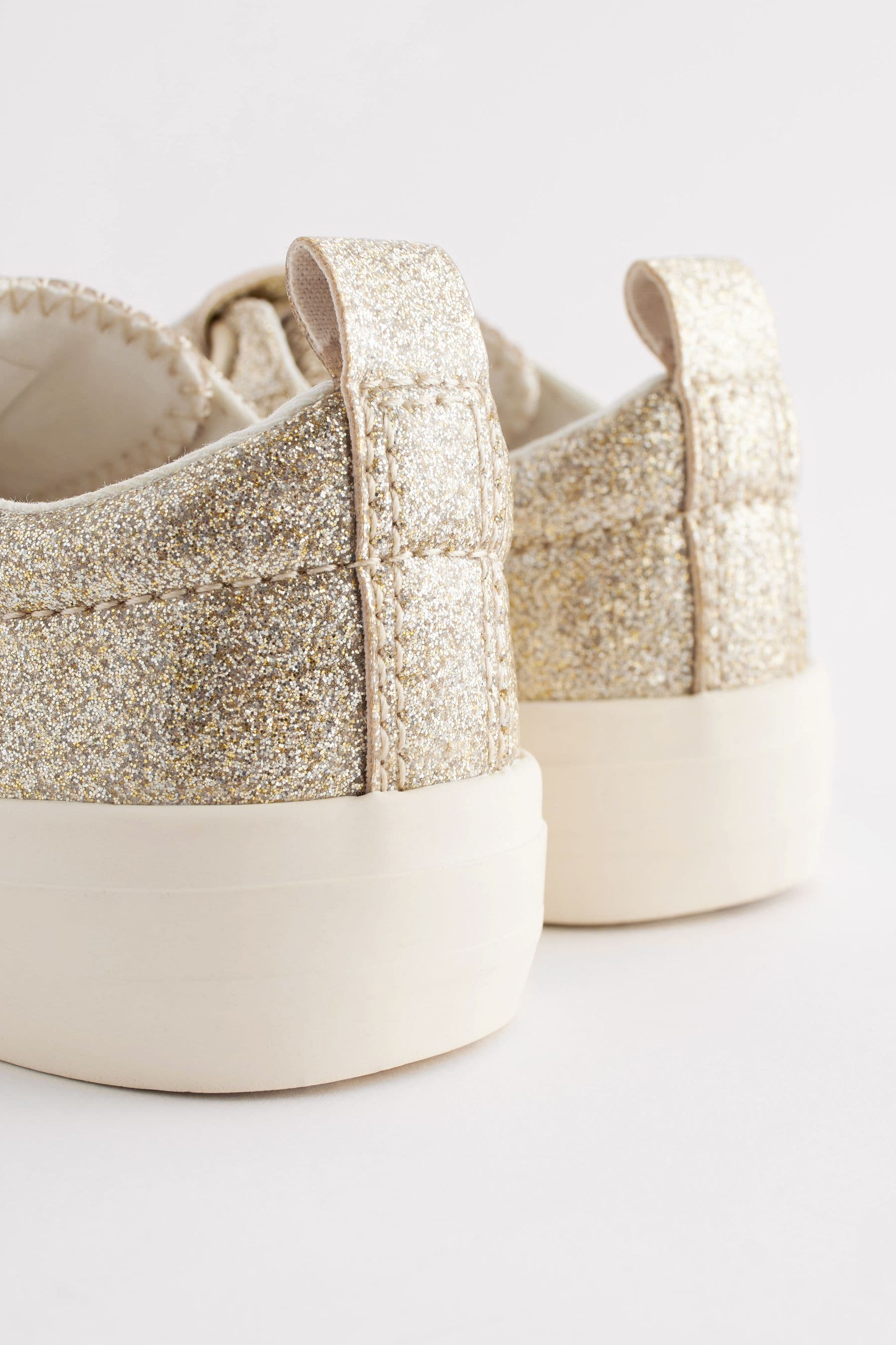 Gold Glitter Standard Fit (F) Chunky Trainers With Touch Fastening