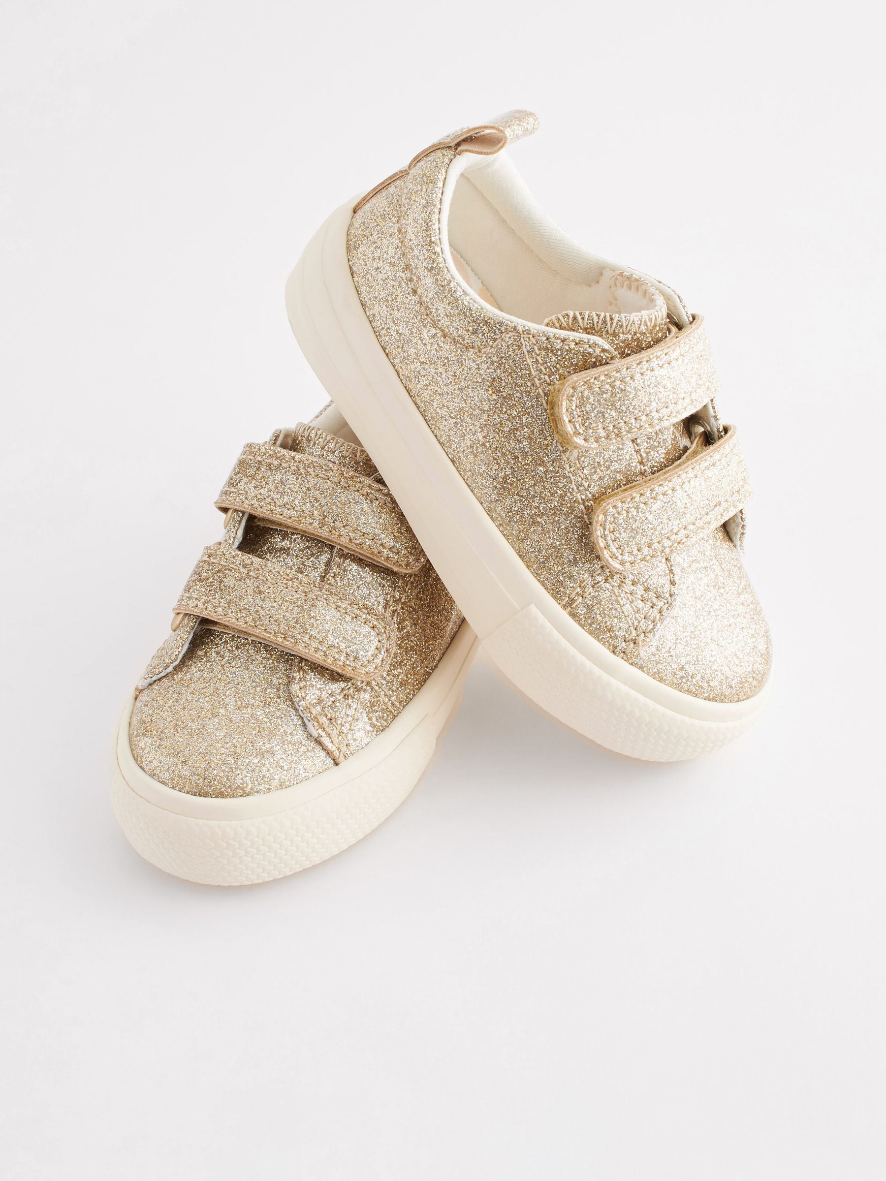 Gold Glitter Chunky Trainers With Touch Fastening