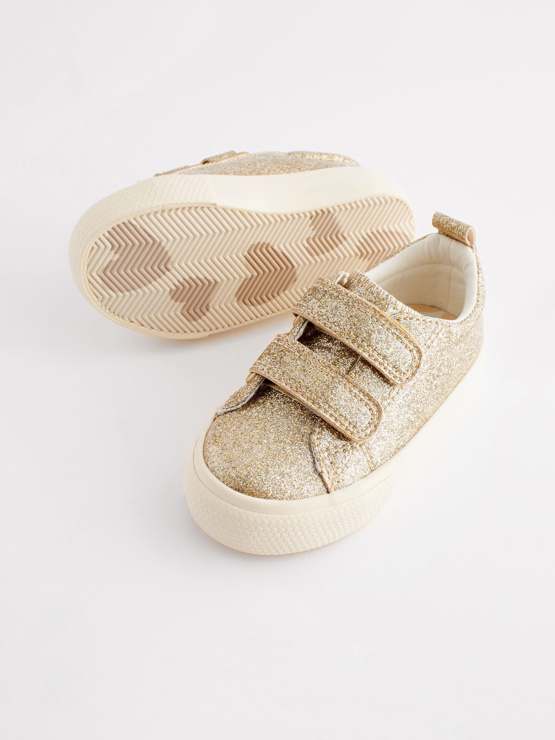 Gold Glitter Chunky Trainers With Touch Fastening