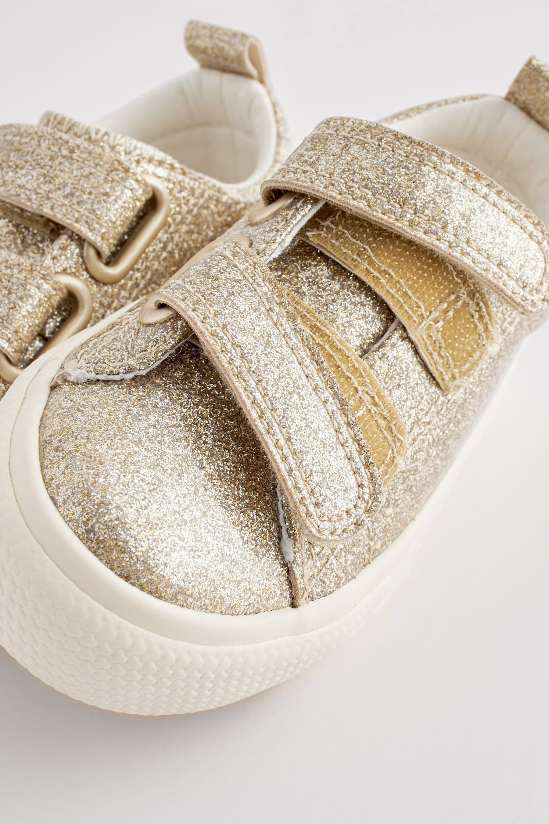 Gold Glitter Standard Fit (F) Chunky Trainers With Touch Fastening