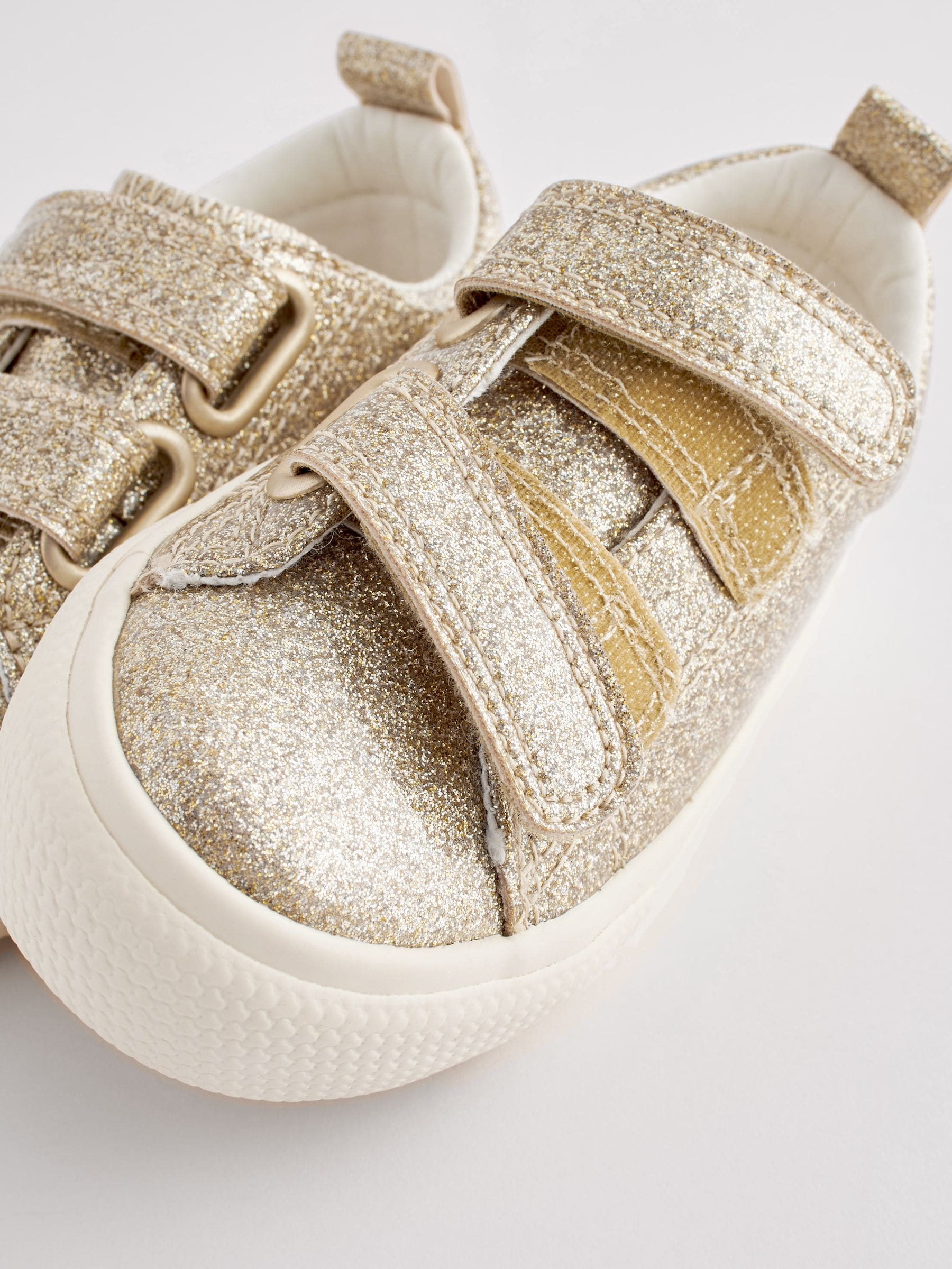 Gold Glitter Chunky Trainers With Touch Fastening