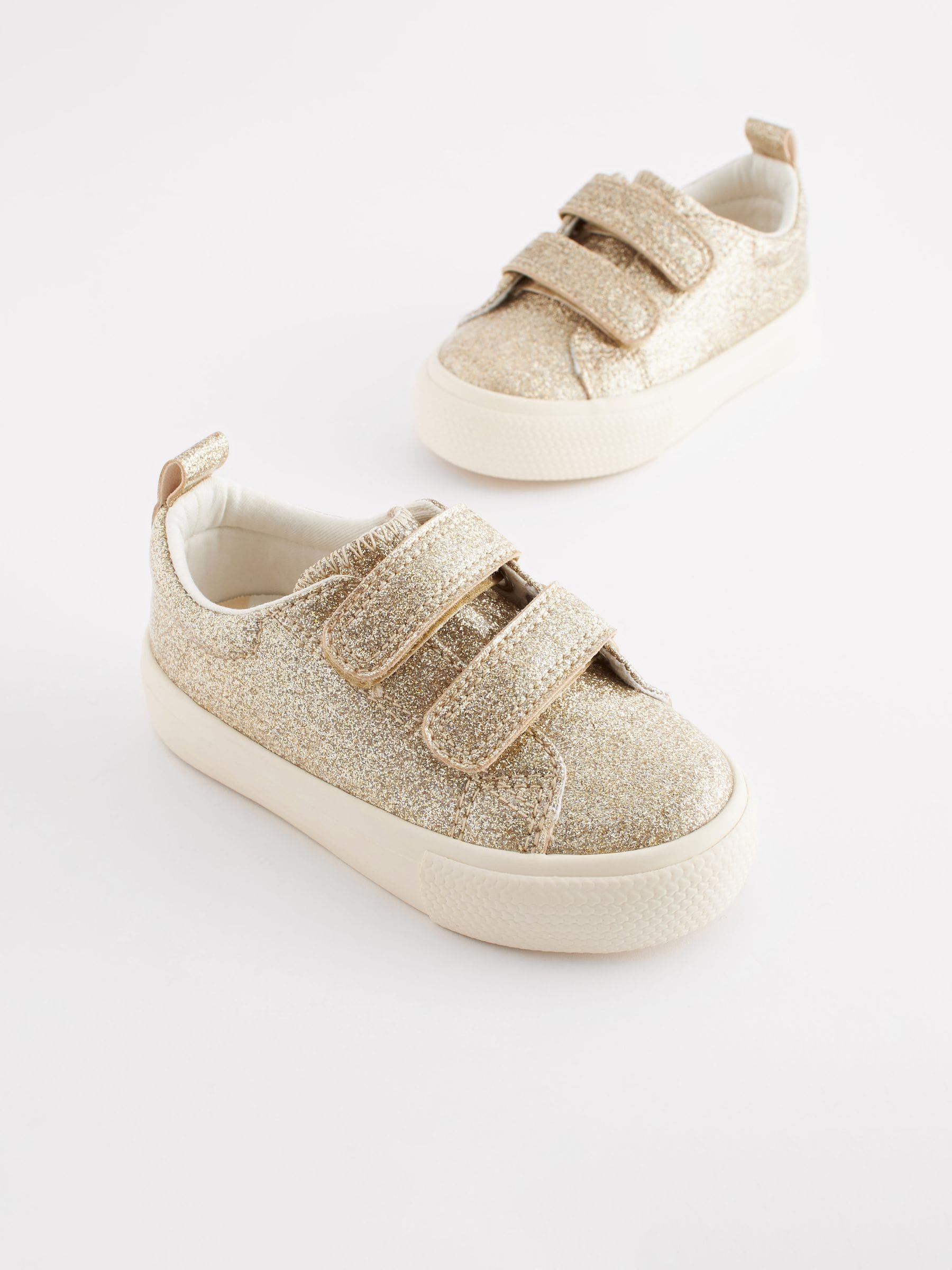 Gold Glitter Chunky Trainers With Touch Fastening