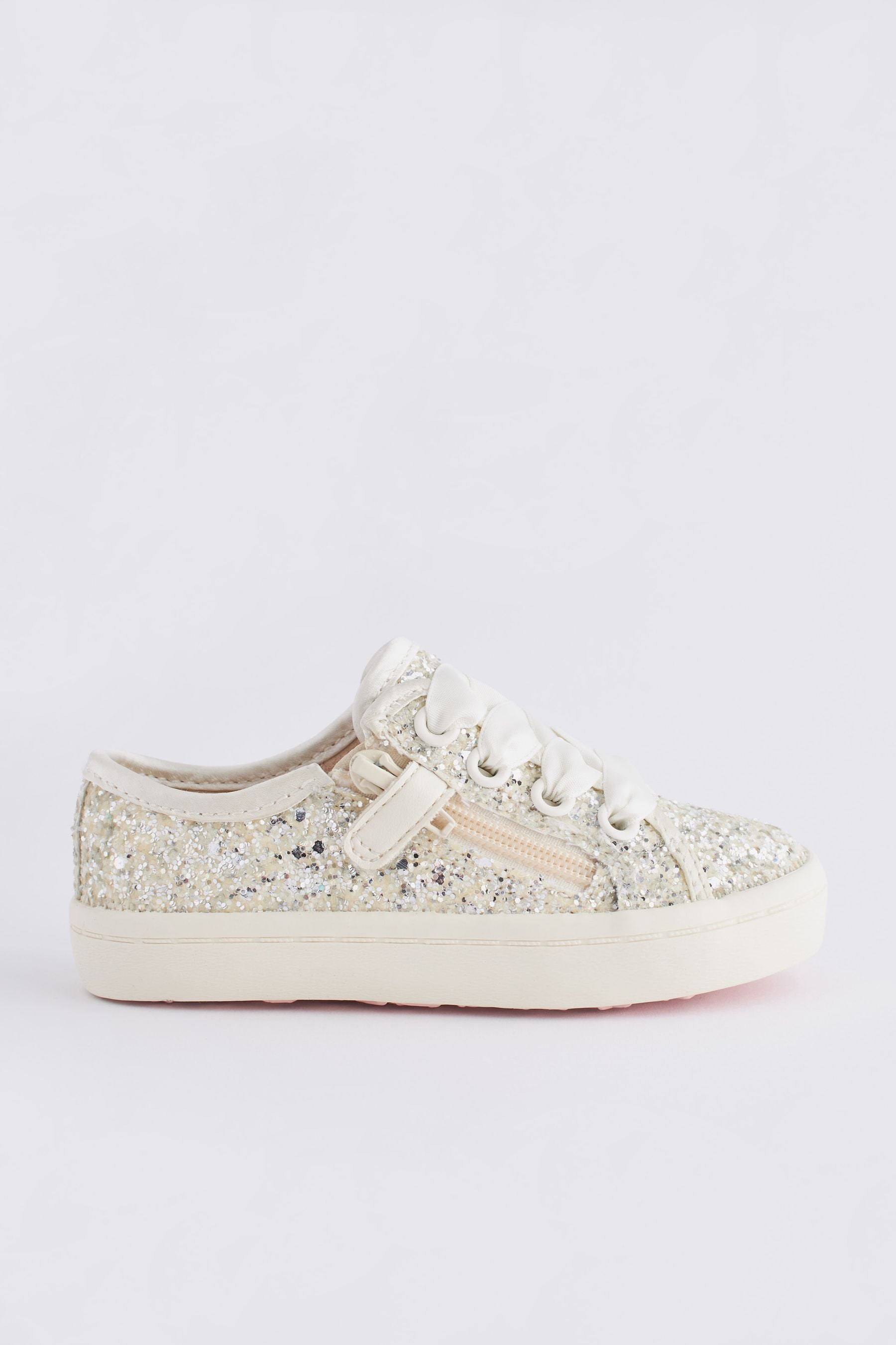 Ivory White Glitter Bridesmaid Occasion Trainers