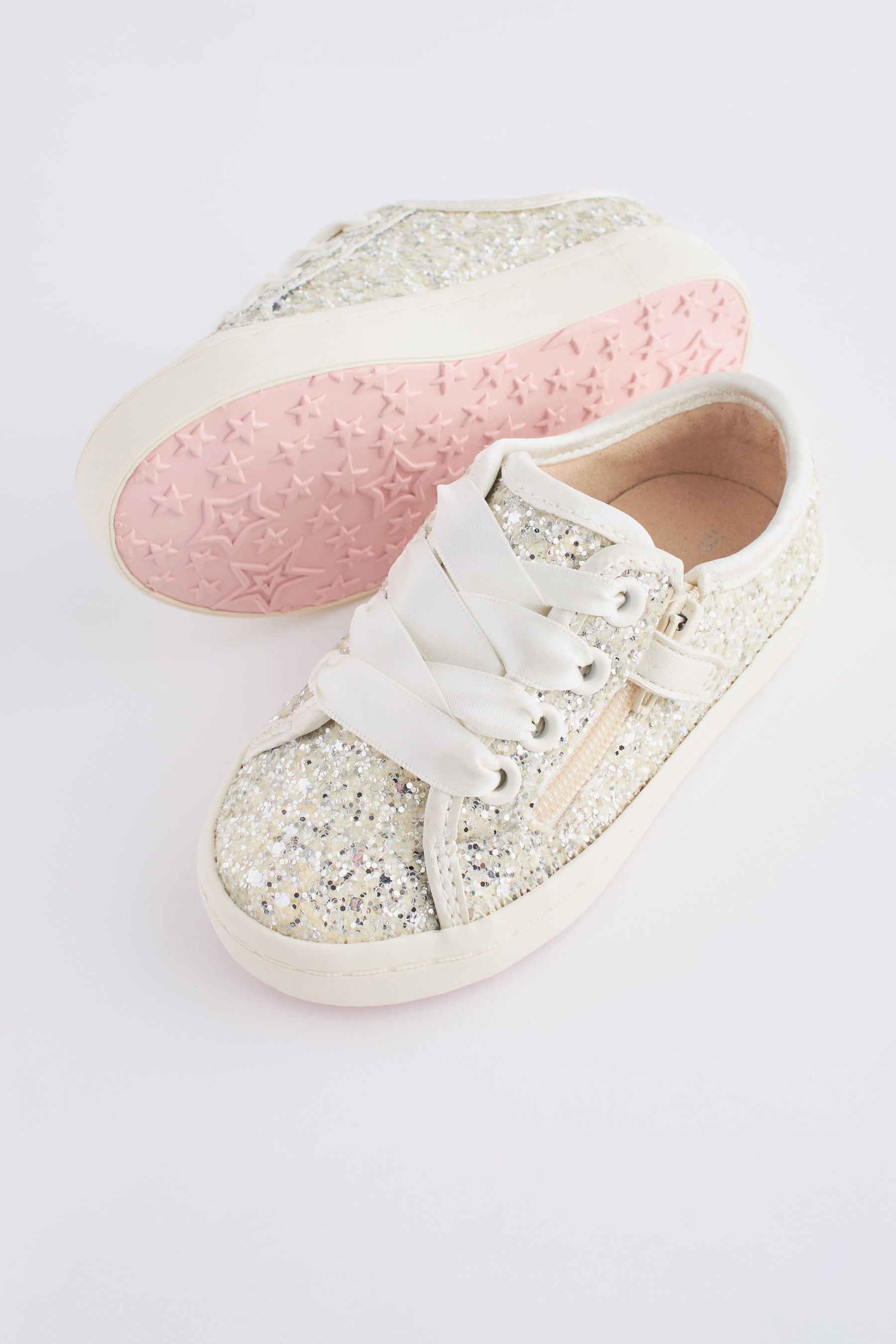 Ivory White Glitter Bridesmaid Occasion Trainers