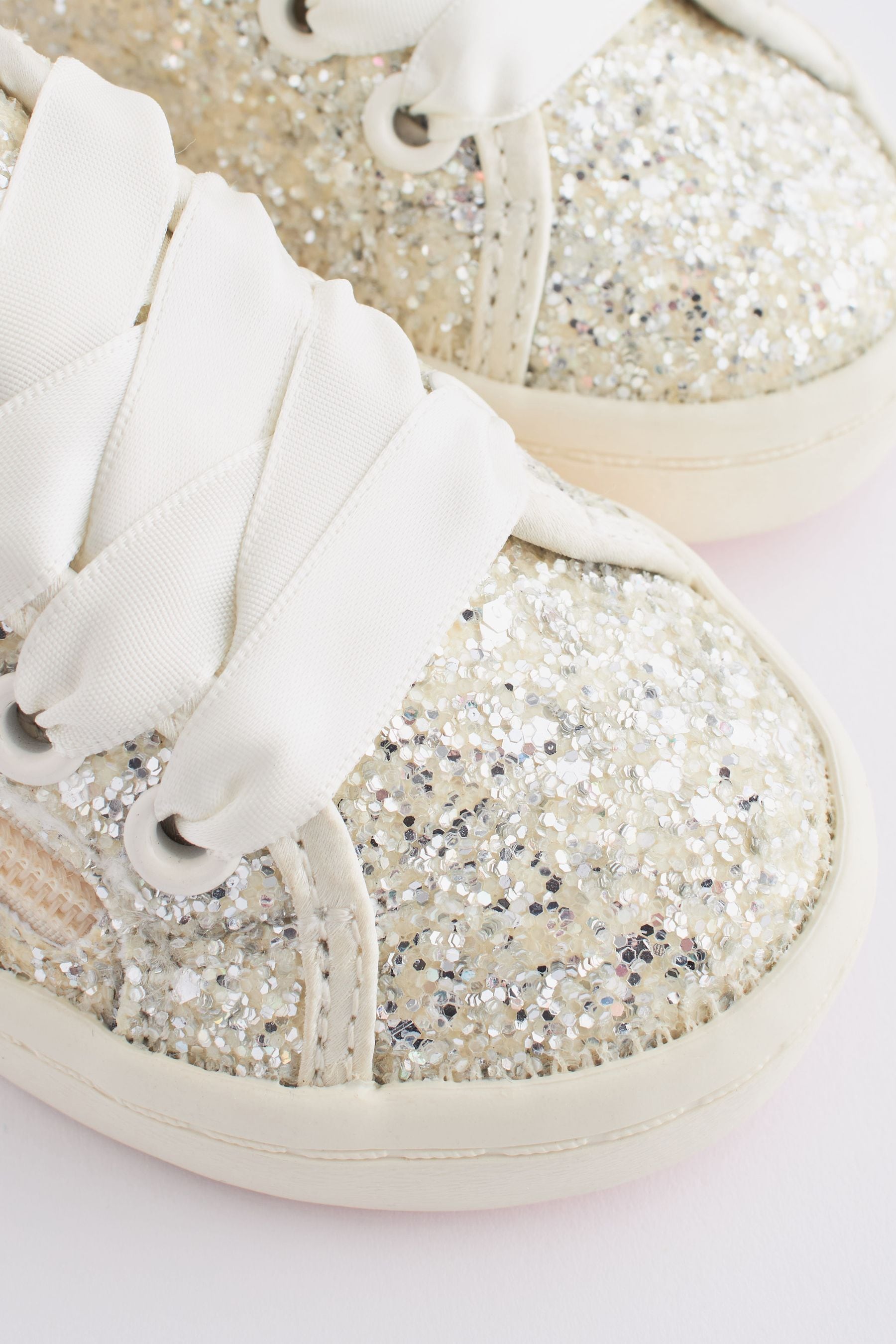 Ivory White Glitter Bridesmaid Occasion Trainers