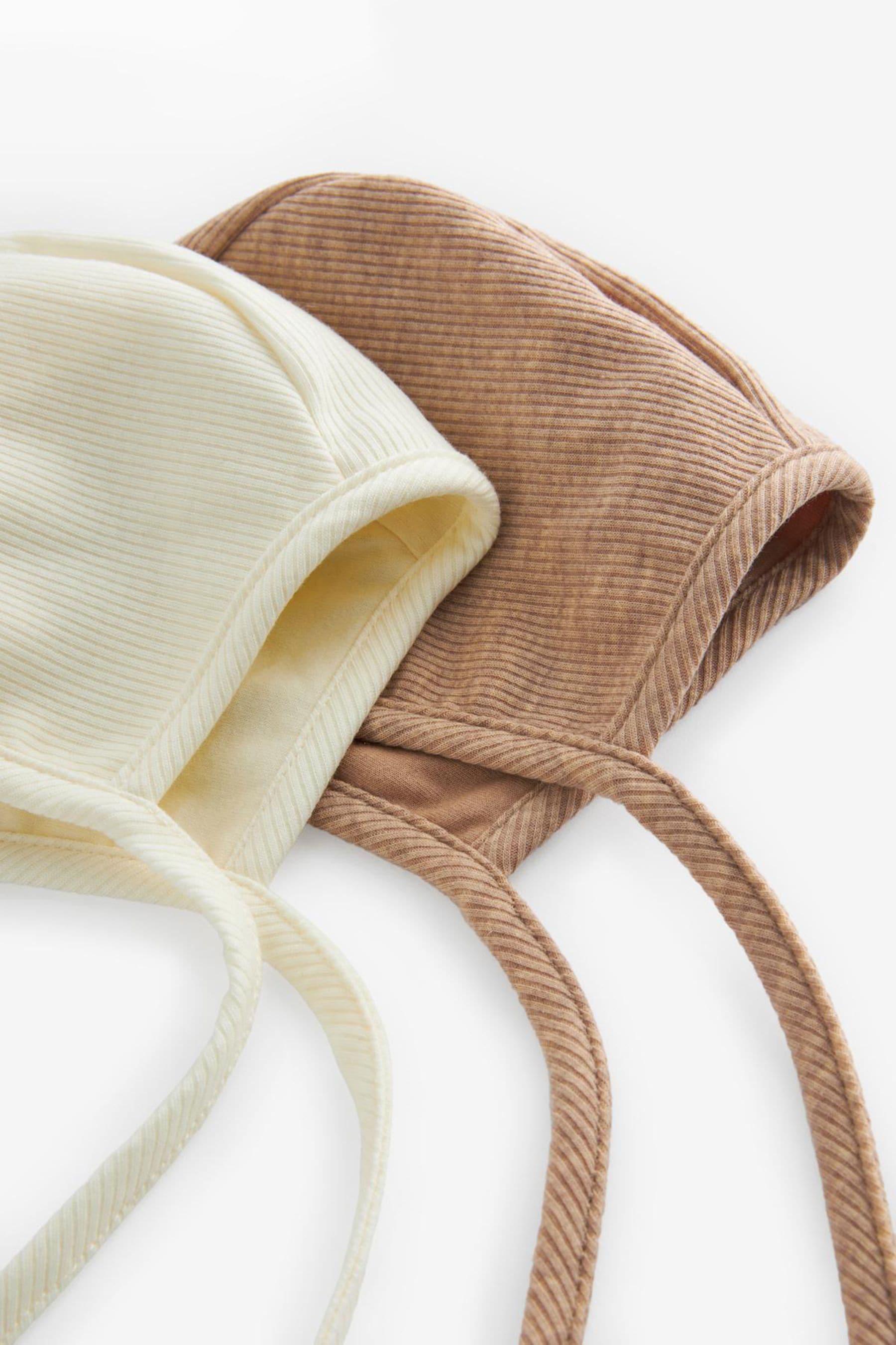 Cream / Neutral 2 Pack Jersey Baby Bonnets (0-6mths)