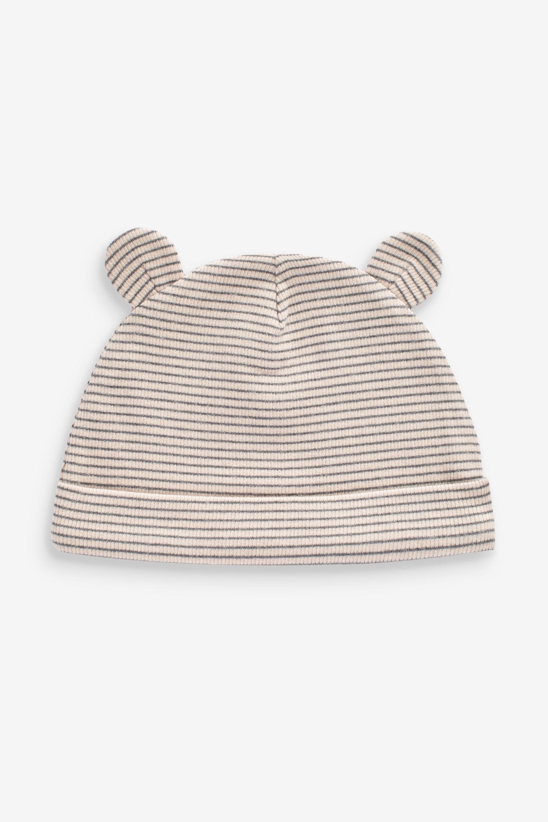 Blue Stripe 3 Pack Baby Bear Ear Beanie Hats (0mths-2yrs)