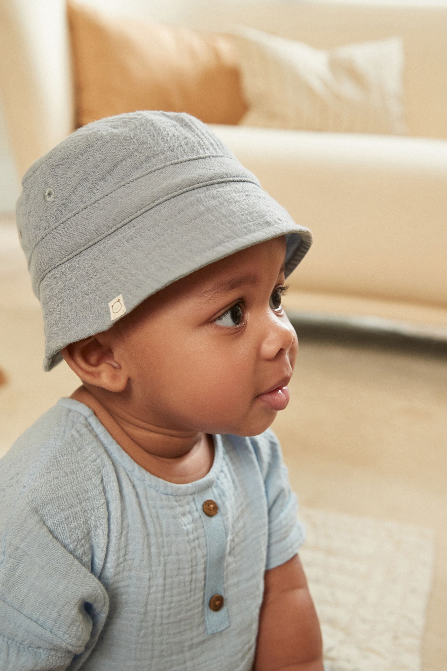 Brown/Blue Baby Bucket Hats 2 Pack (0mths-2yrs)