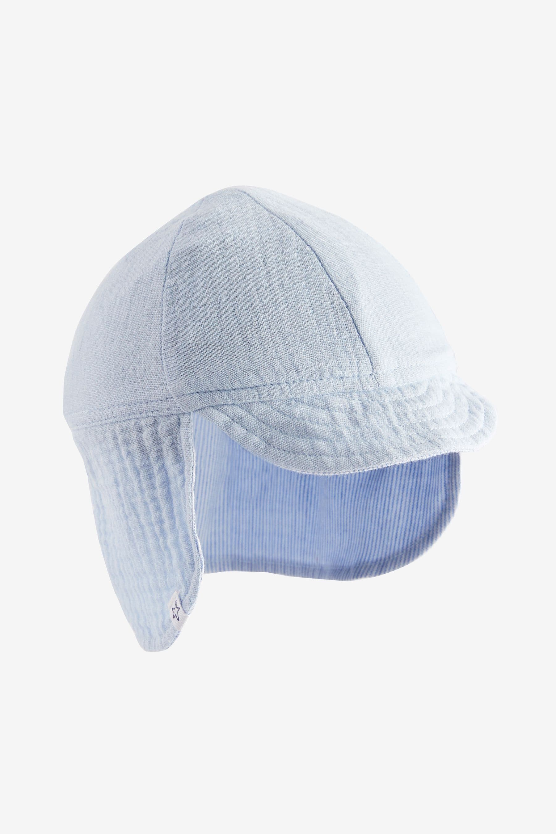 Blue Reversible Legionnaire Baby Hat (0mths-2yrs)