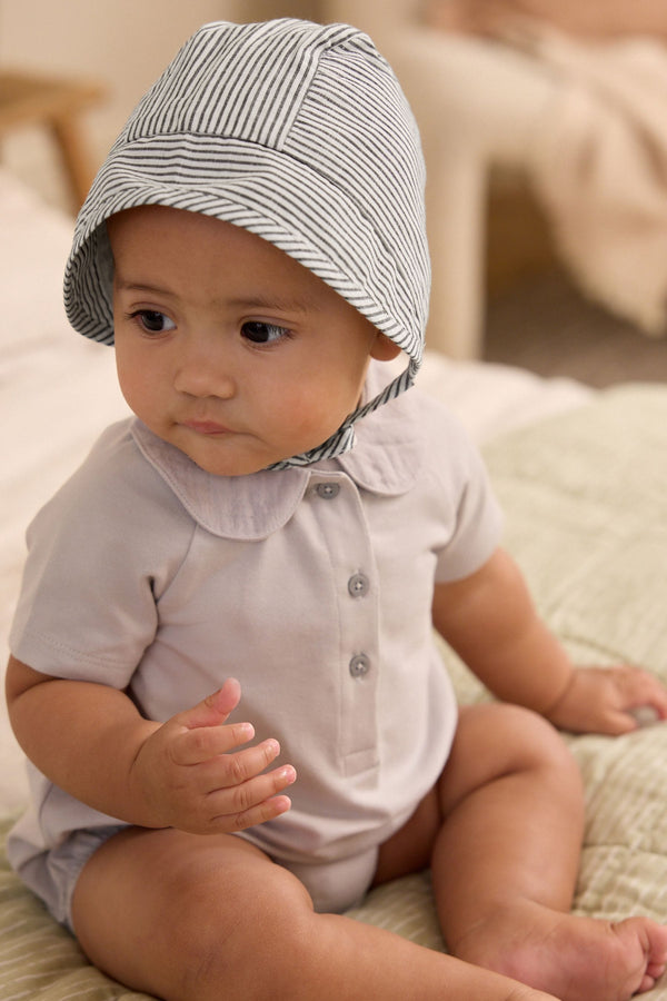 Blue Stripe Baby Bonnet (0-12mths)