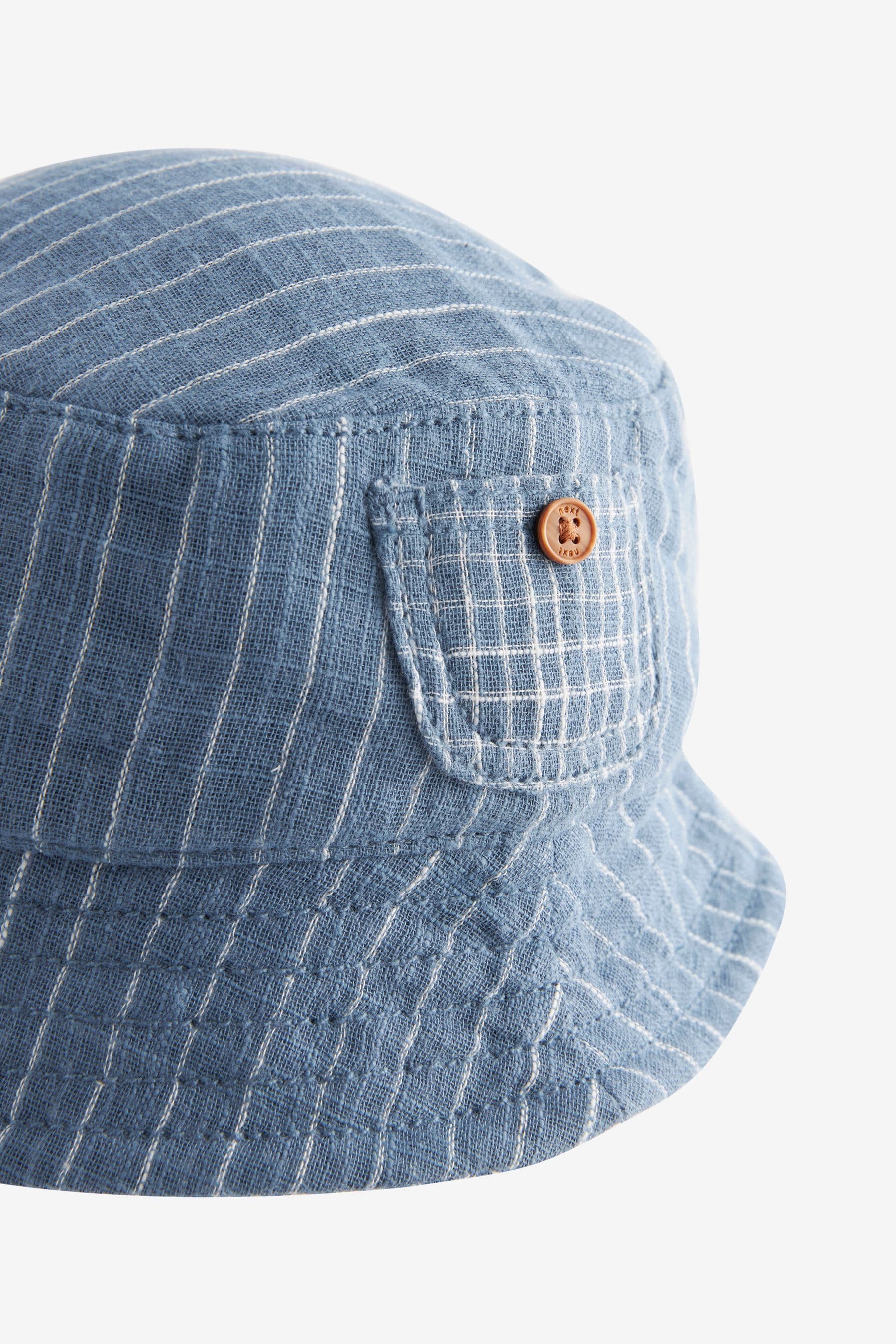 Blue Denim Stripe Baby Bucket Hat (0mths-2yrs)