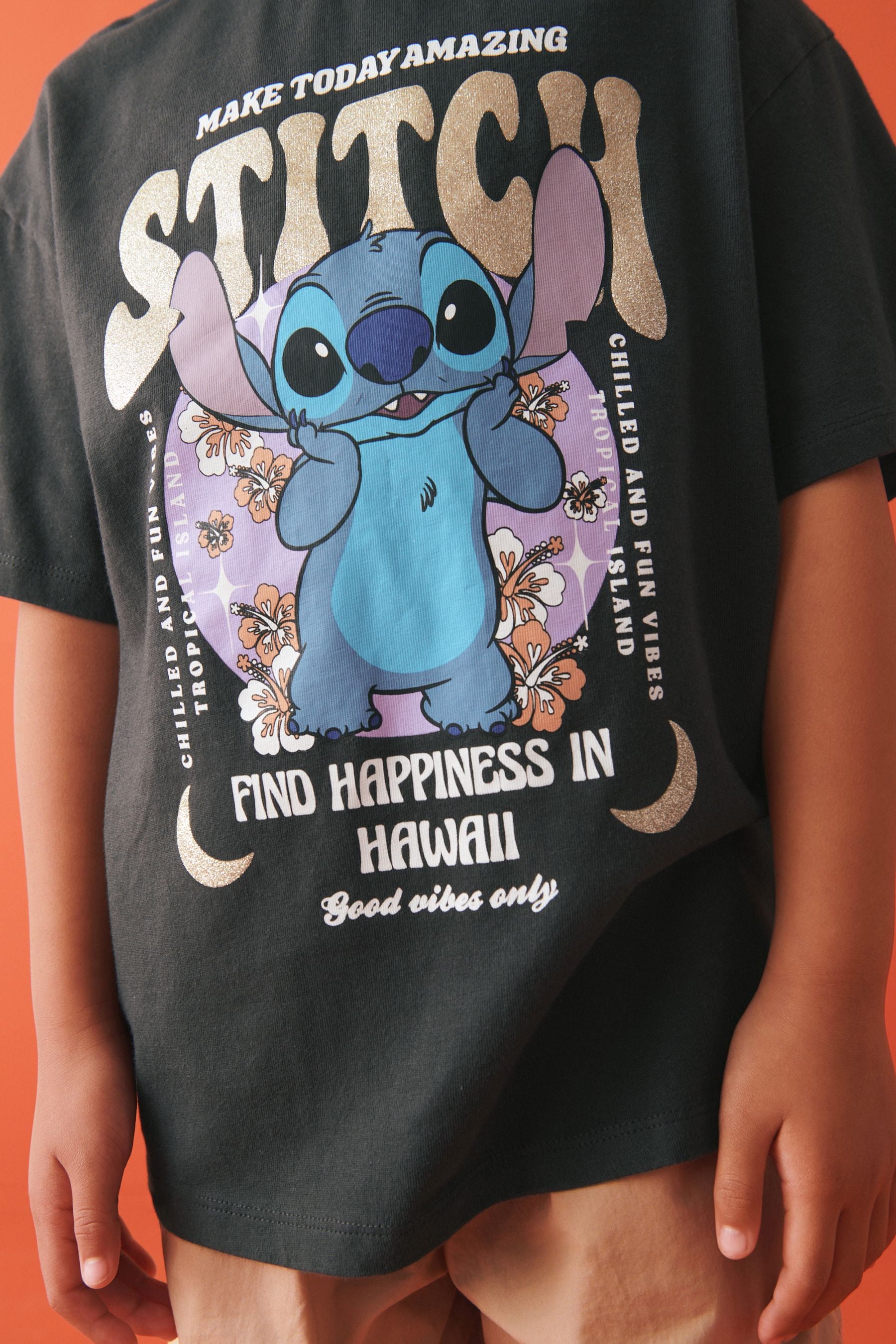 Lilo & Stitch Charcoal 100% Cotton Oversized T-Shirt (3-16yrs)