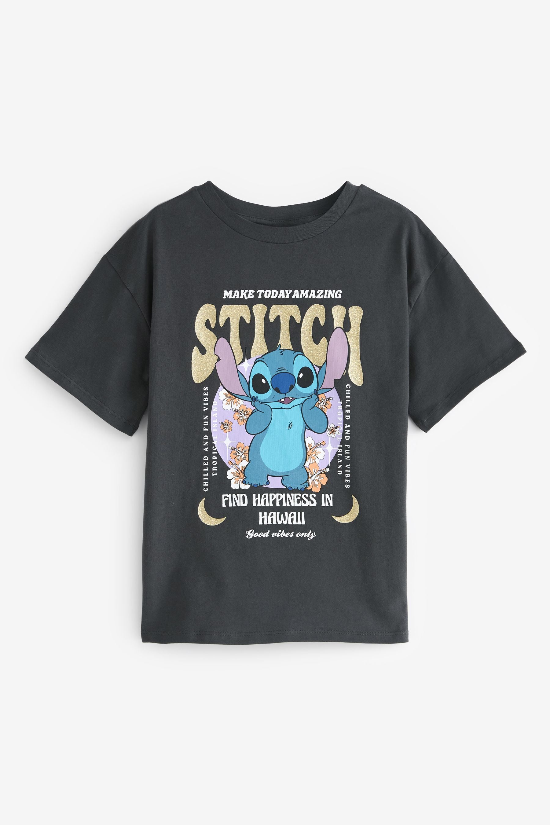 Lilo & Stitch Charcoal 100% Cotton Oversized T-Shirt (3-16yrs)