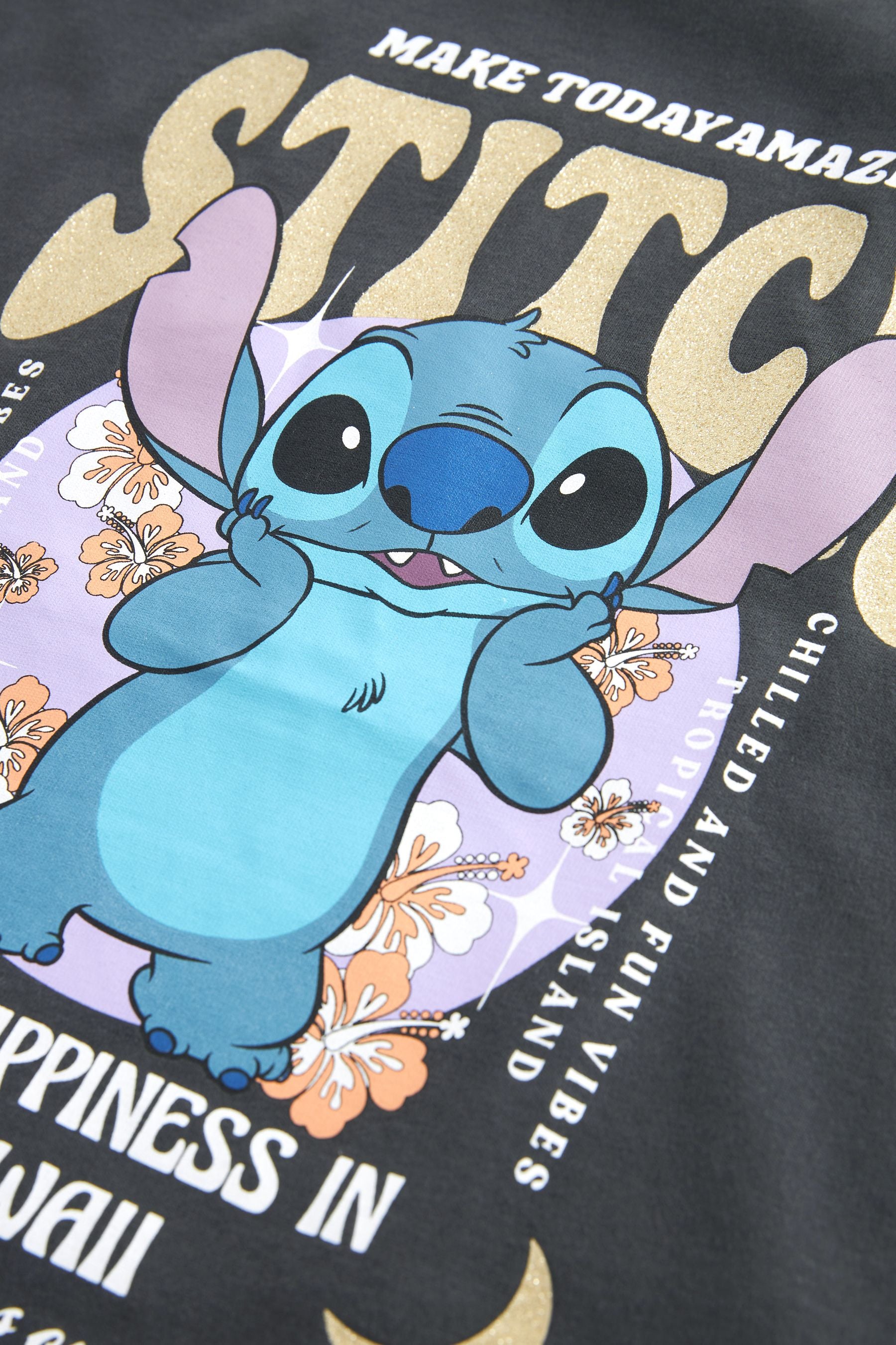 Lilo & Stitch Charcoal 100% Cotton Oversized T-Shirt (3-16yrs)