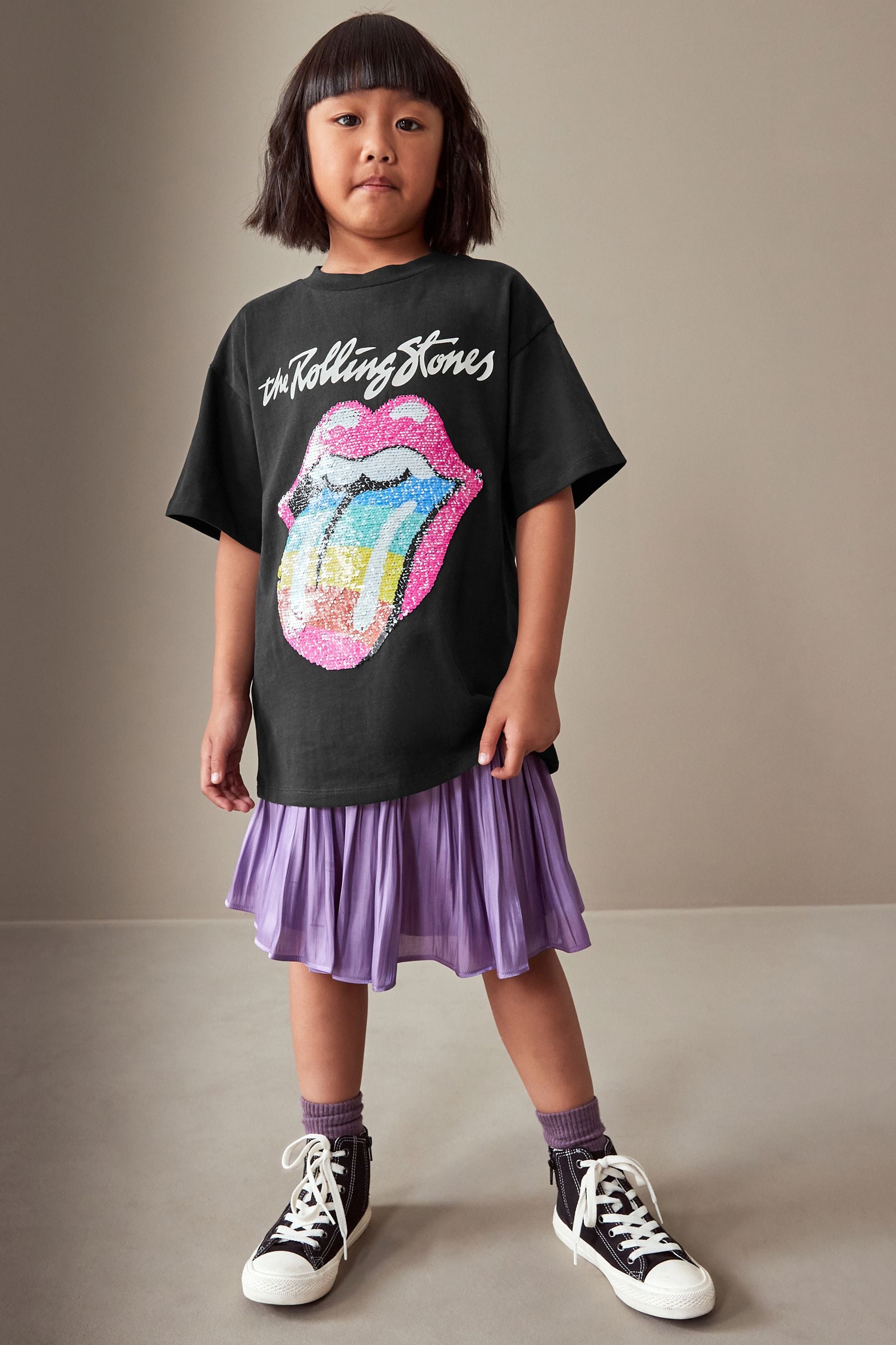 Black Rolling Stones Oversized T-Shirt (3-16yrs)