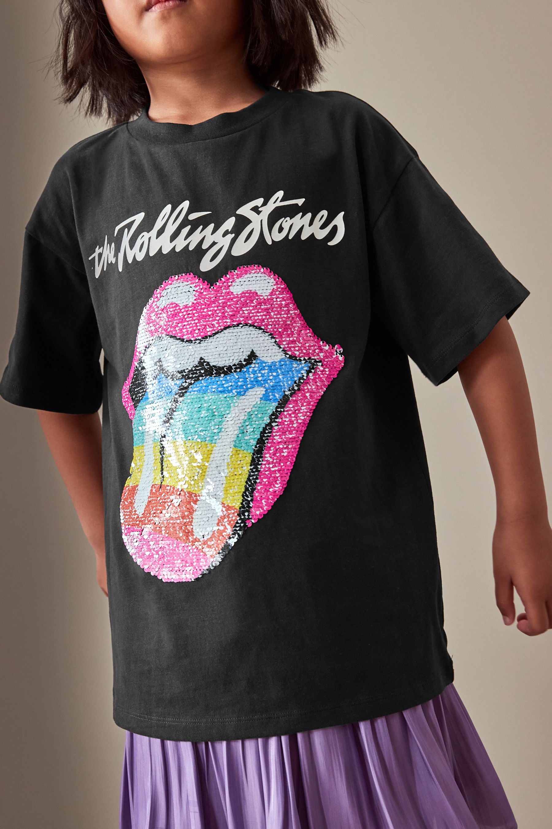 Black Rolling Stones Oversized T-Shirt (3-16yrs)