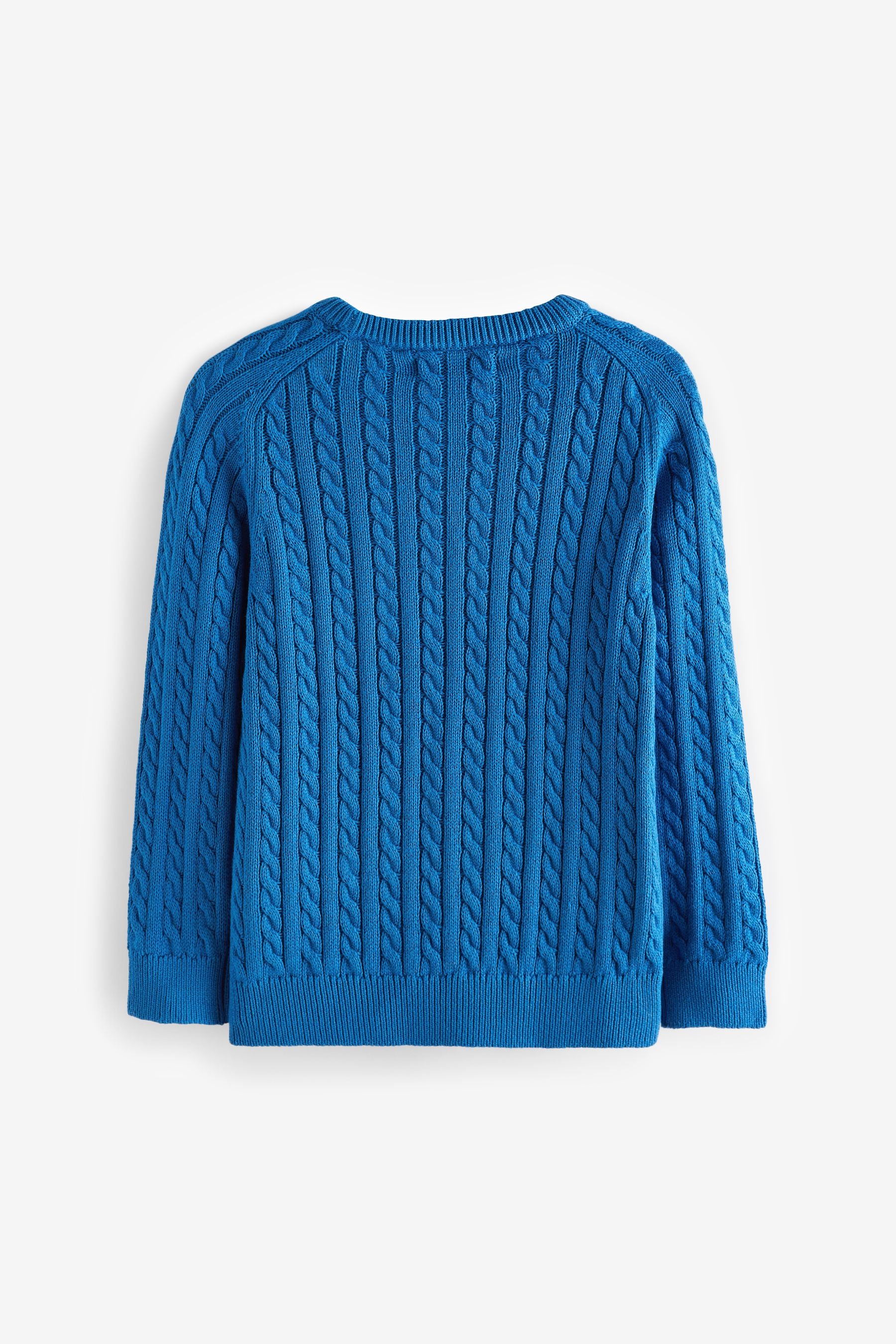 Blue Knitted Cable Crew Neck Jumper (3-16yrs)