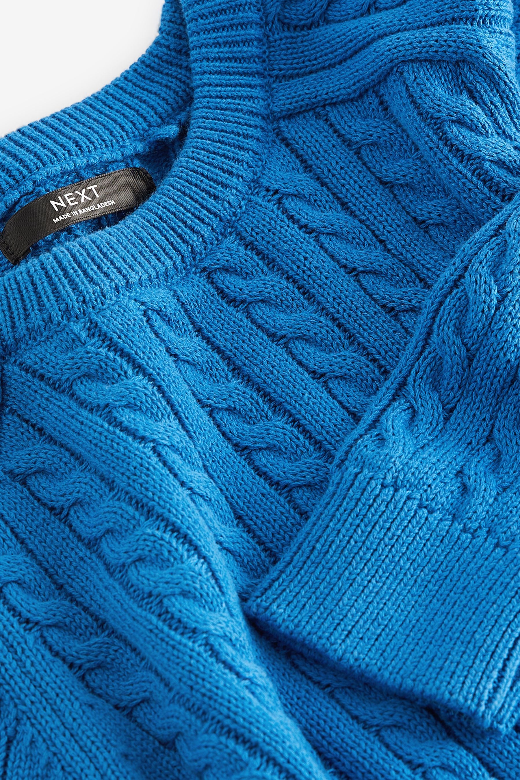 Blue Knitted Cable Crew Neck Jumper (3-16yrs)