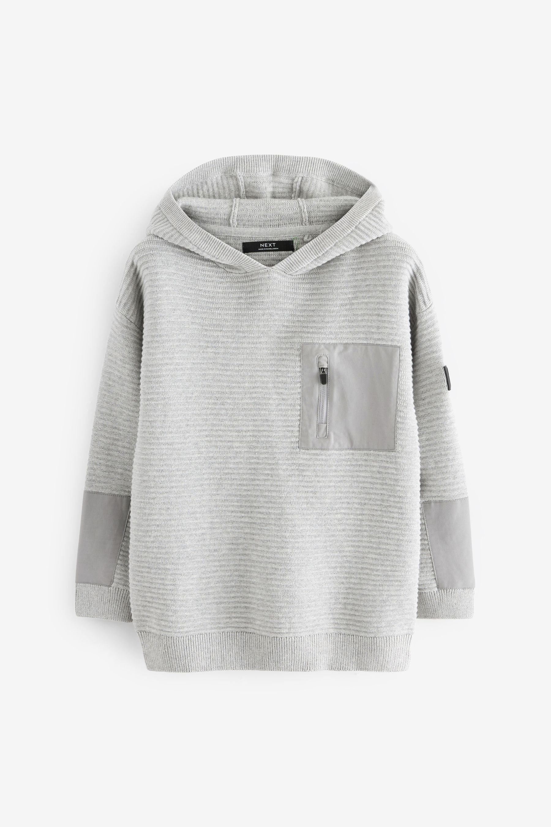 Grey Utility Style Knitted Hoodie (3-16yrs)