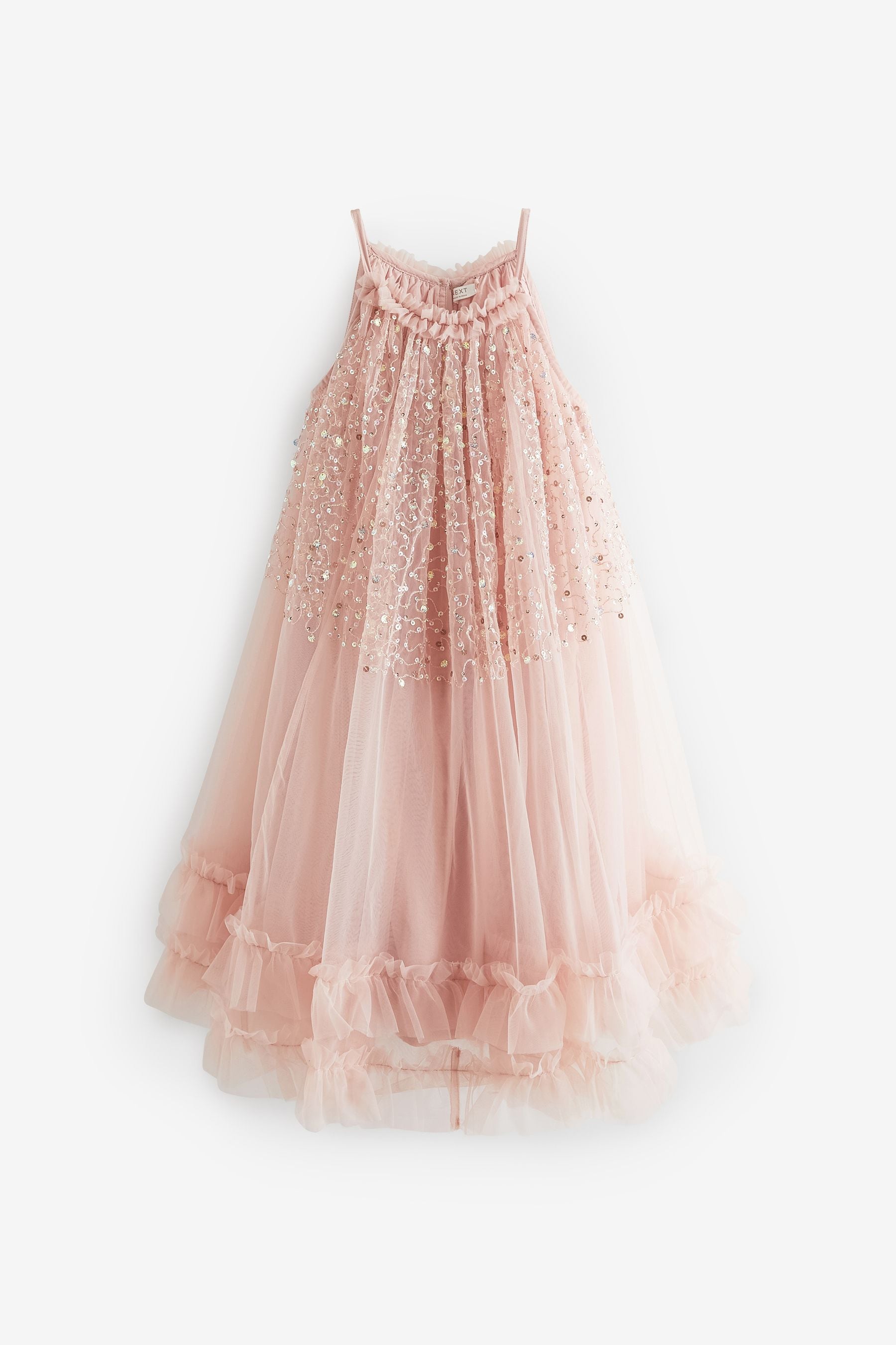 Pink Sequin Mesh Trapeze Occasion Dress (3-16yrs)