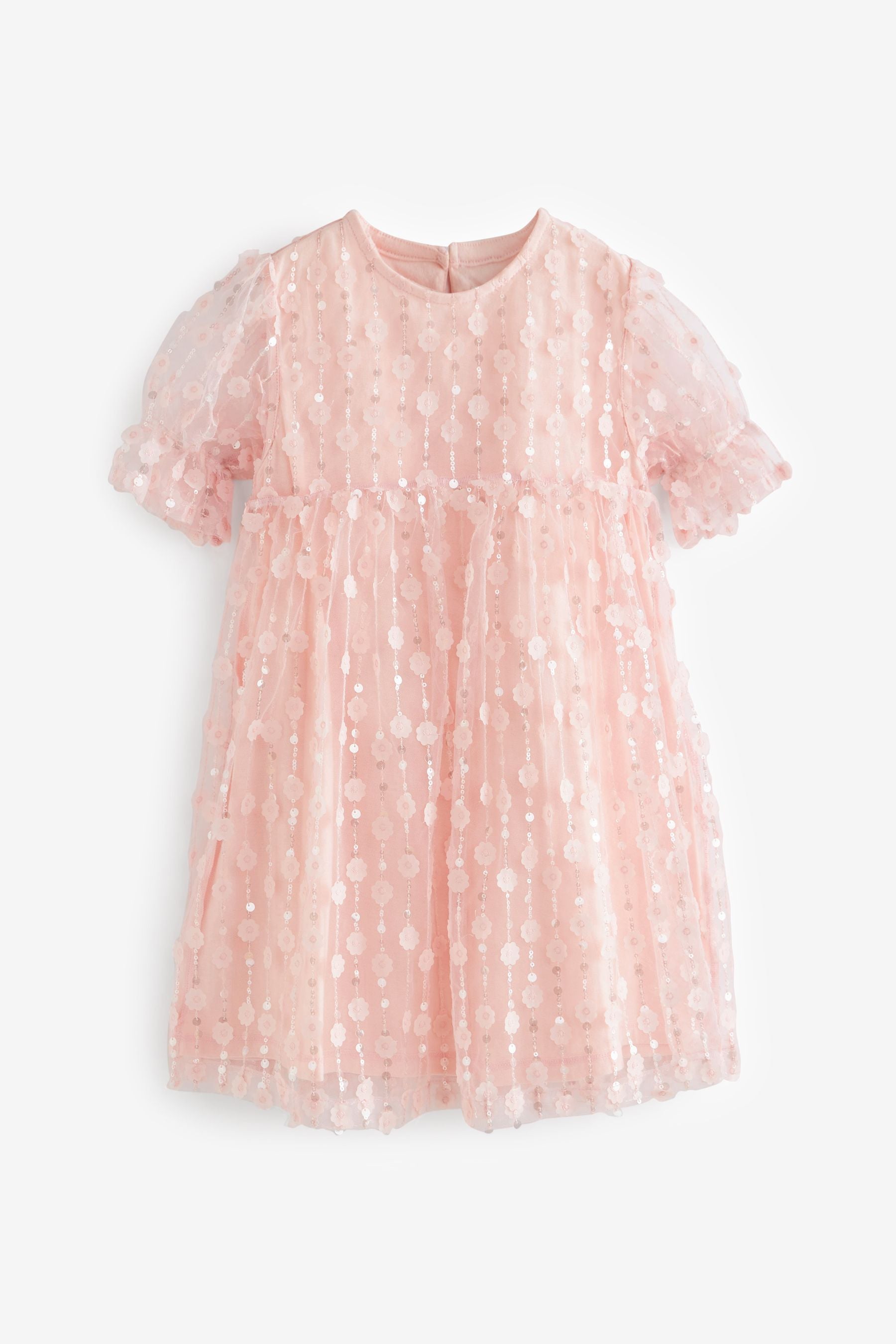 Pink Sequin Mesh Flower Party Dress (3-16yrs)