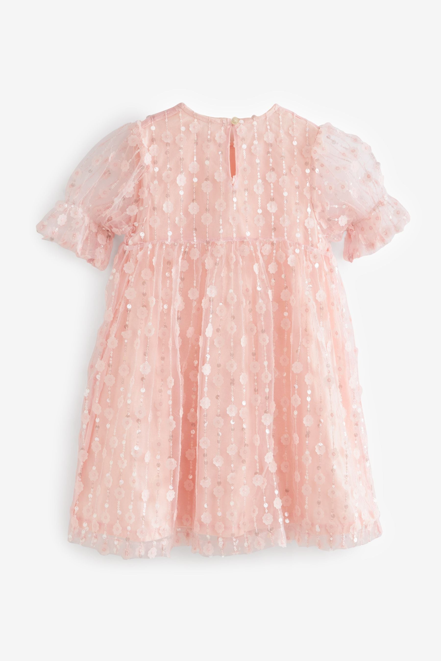 Pink Sequin Mesh Flower Party Dress (3-16yrs)