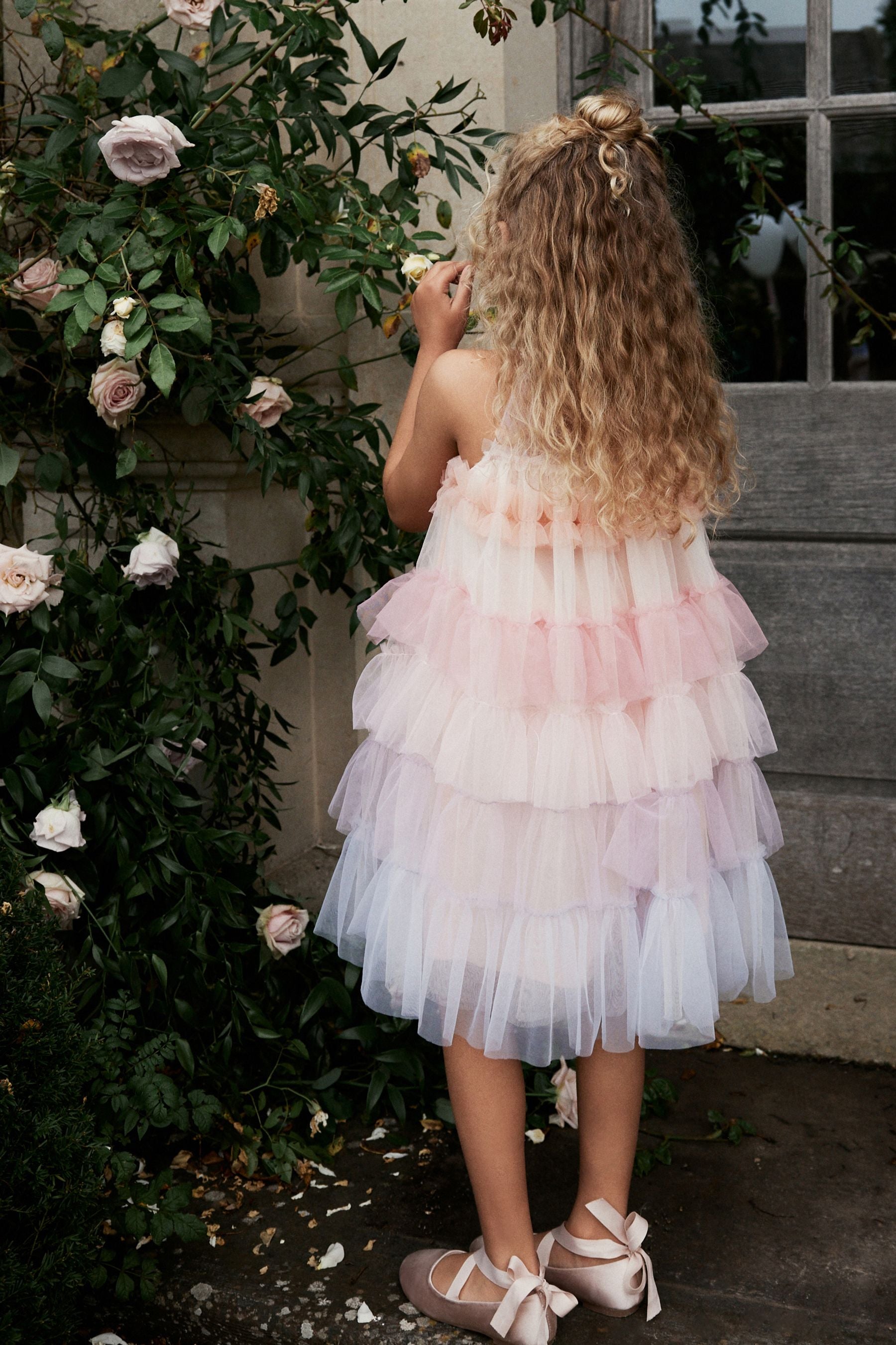 Pink/ Pastel Rainbow Tiered Mesh Party Dress (3-16yrs)