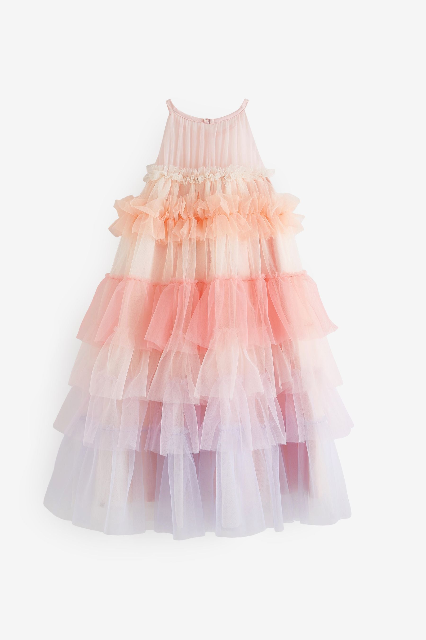 Pink/ Pastel Rainbow Tiered Mesh Party Dress (3-16yrs)