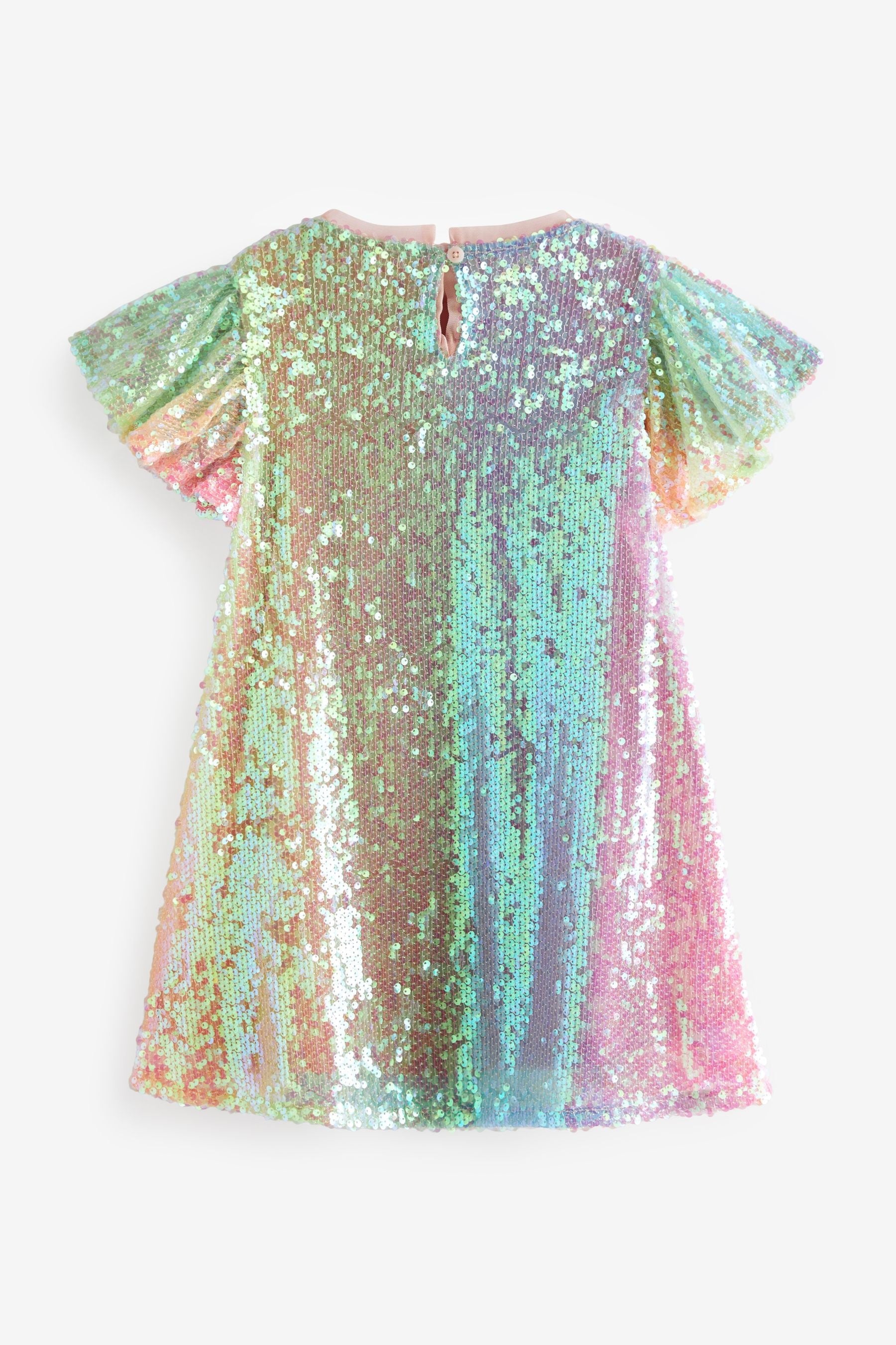 Pink/Blue/Green Rainbow Sequin Sparkle Party Dress (3-16yrs)