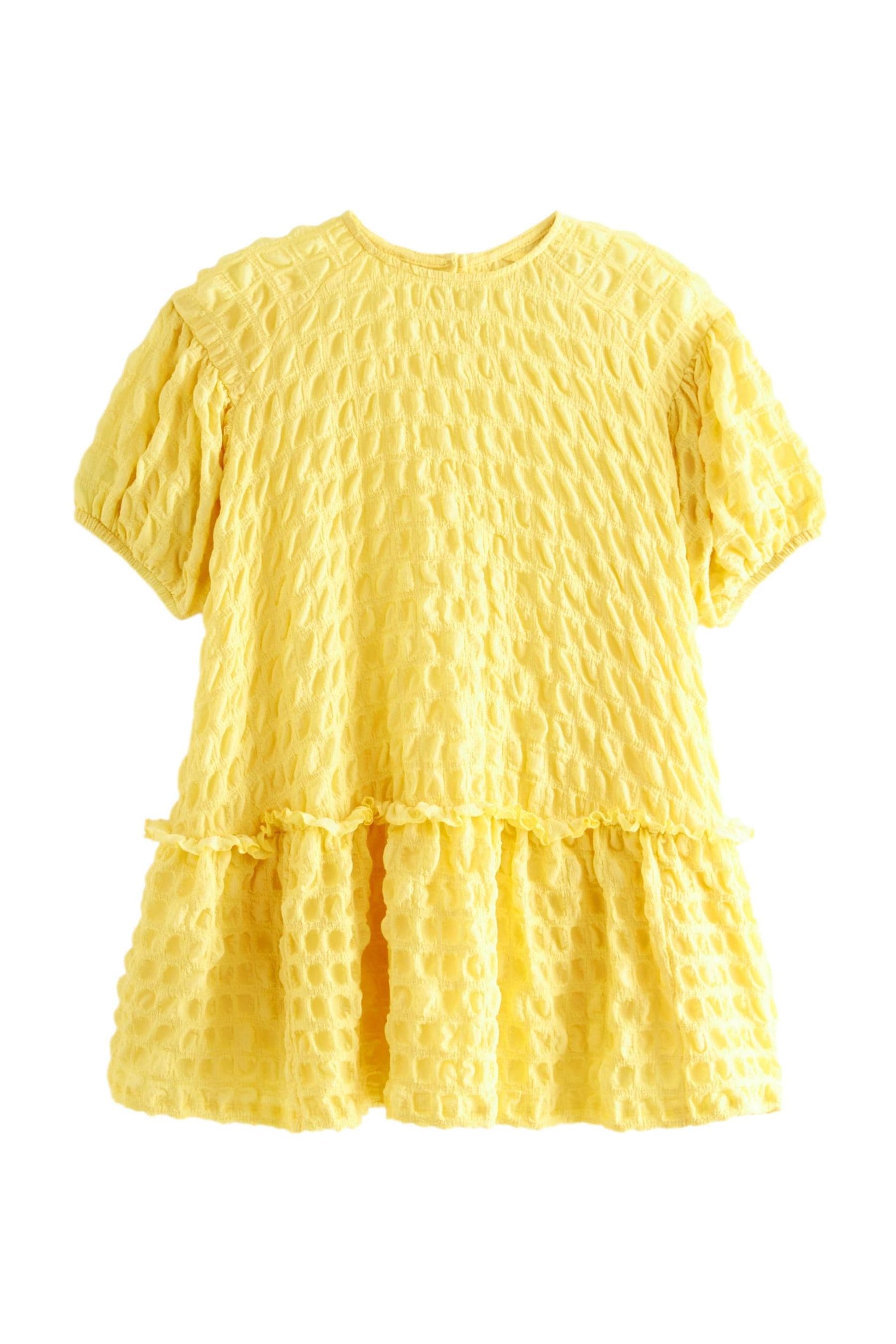 Soft Yellow 3D Texture Dress (3-16yrs)