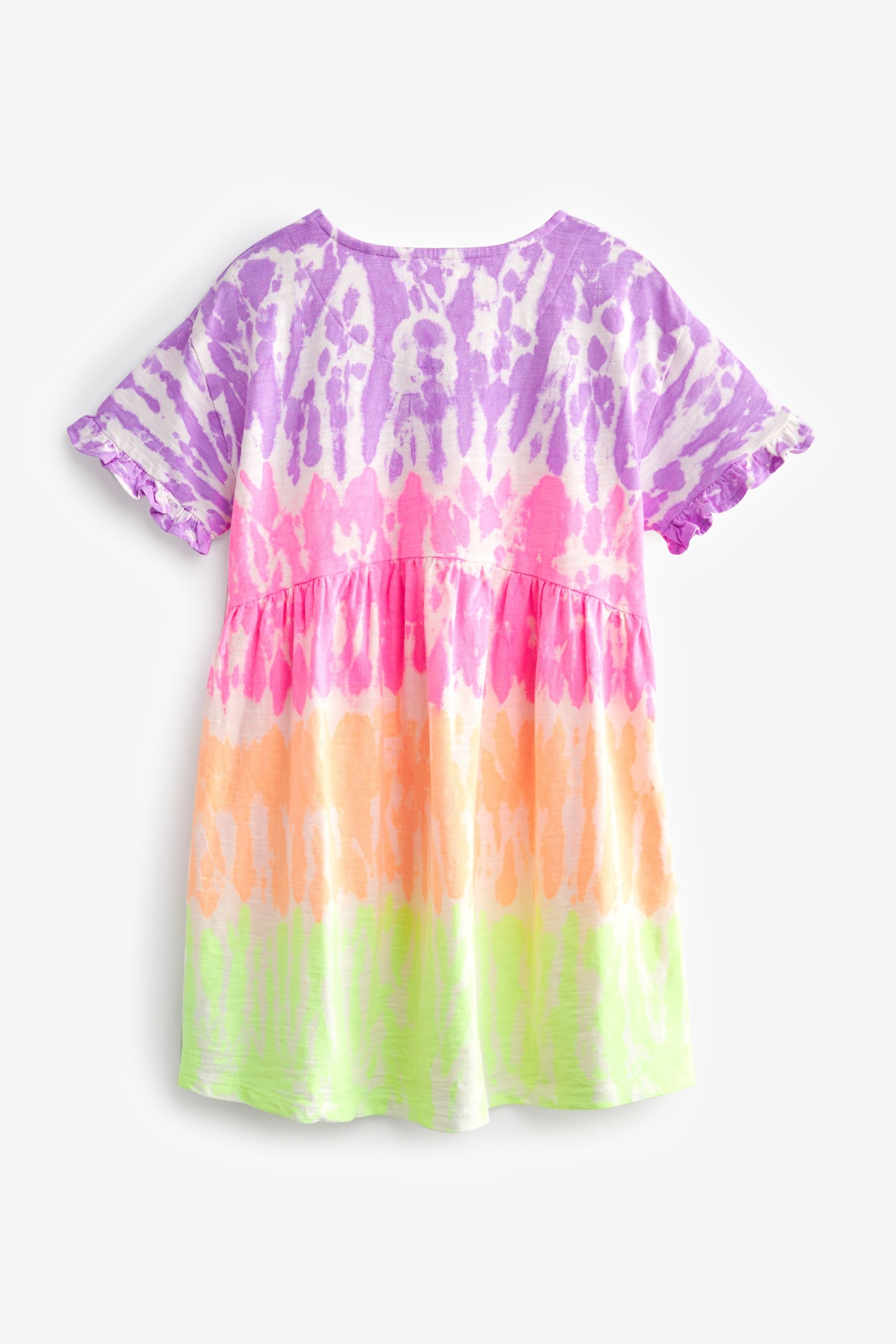 Multi Tie Dye Short Sleeve 100% Cotton Jersey Dress (3-16yrs)