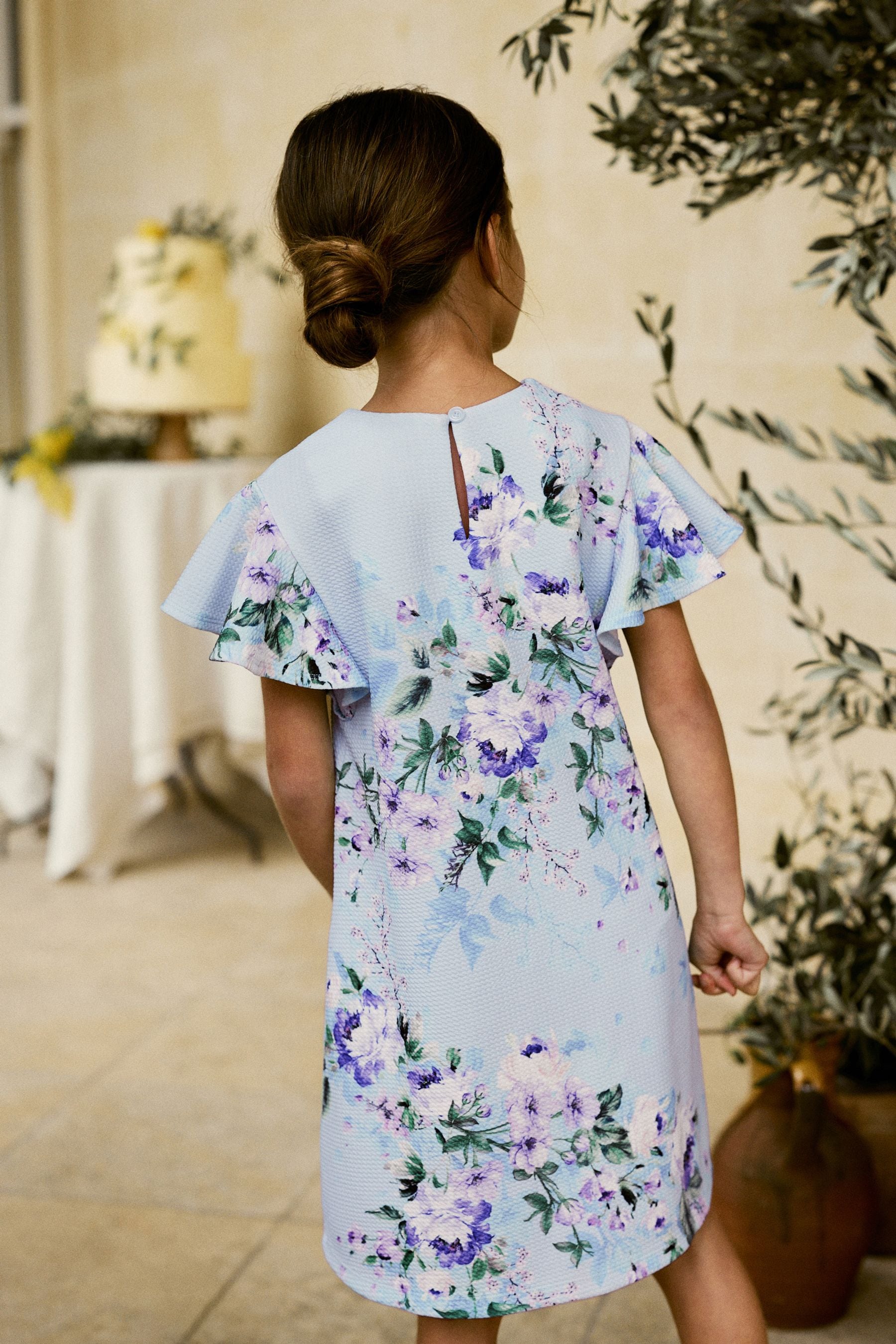 Blue Floral Print Ocassion Dress (1.5-16yrs)