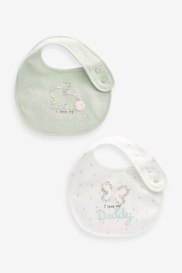 Sage Green Mum/Dad Baby Bibs 2 Pack