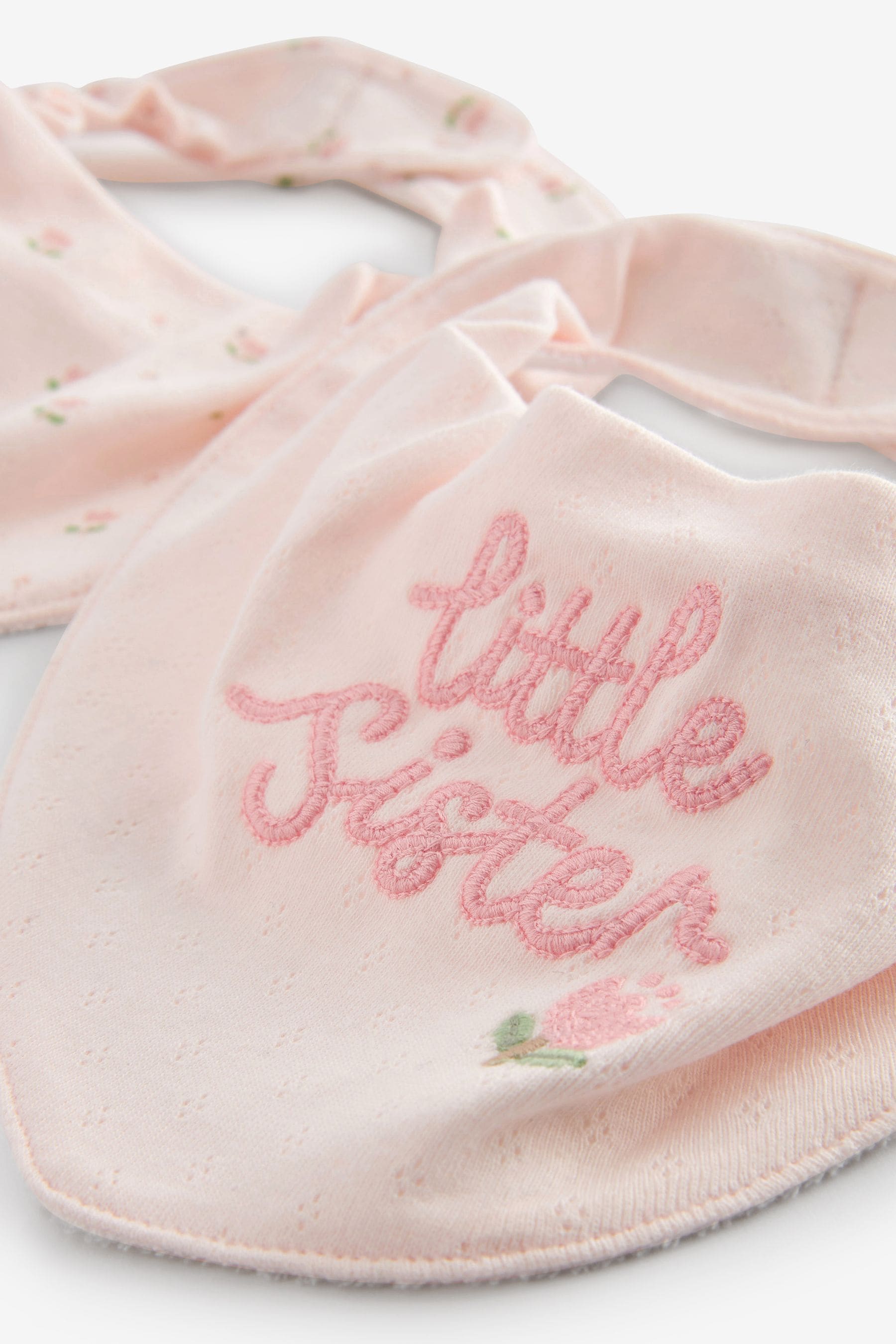 Pink Little Sister Baby Dribble Bibs 2 Pack