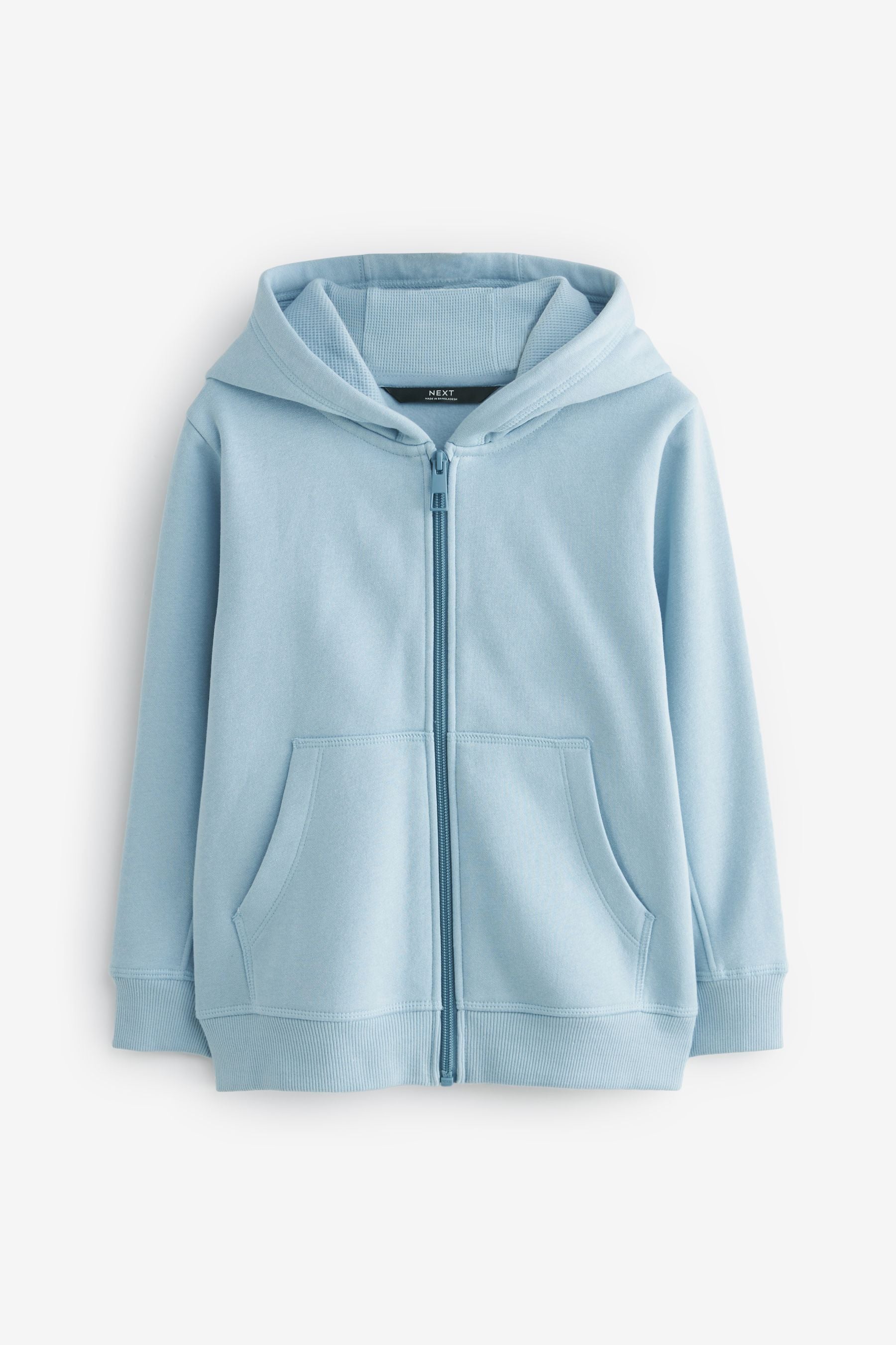 Ice Blue Plain Zip Through Hoodie (3-16yrs)