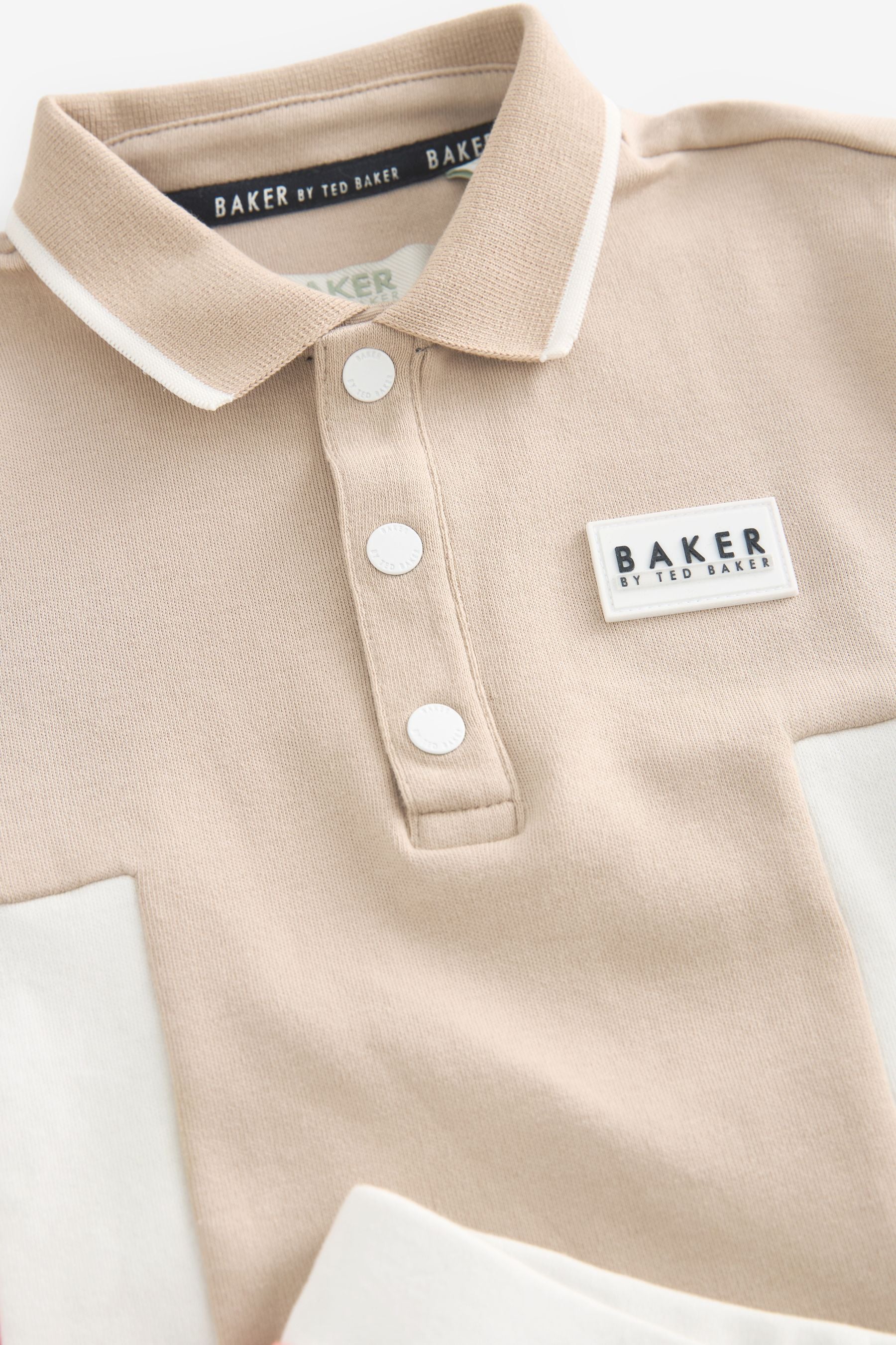 Baker by Ted Baker Stone Colourblock 100% Cotton Polo Shirt and Short Set