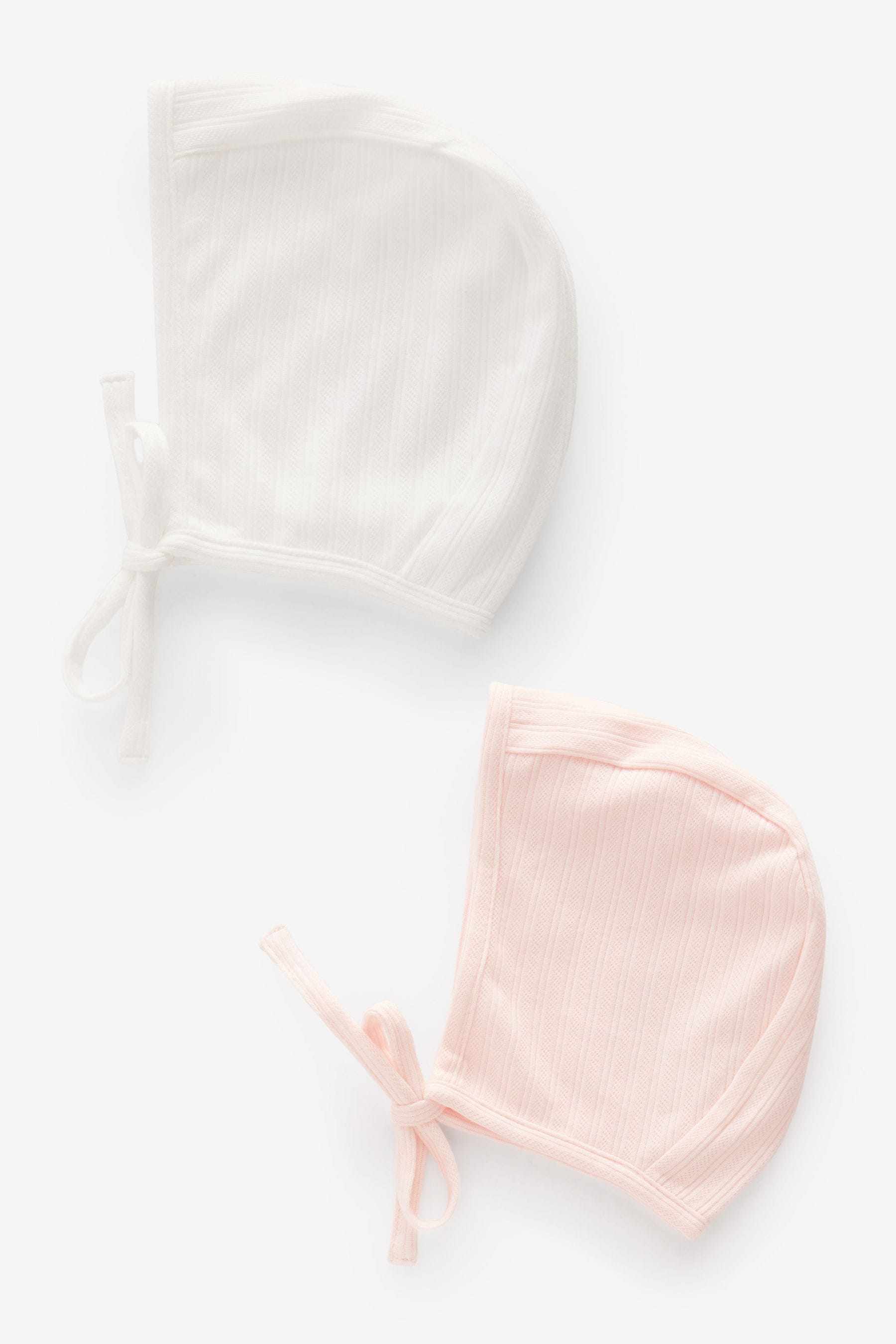 Pink/White Baby Jersey Bonnet 100% Cotton Hats 2 Pack (0-12mths)