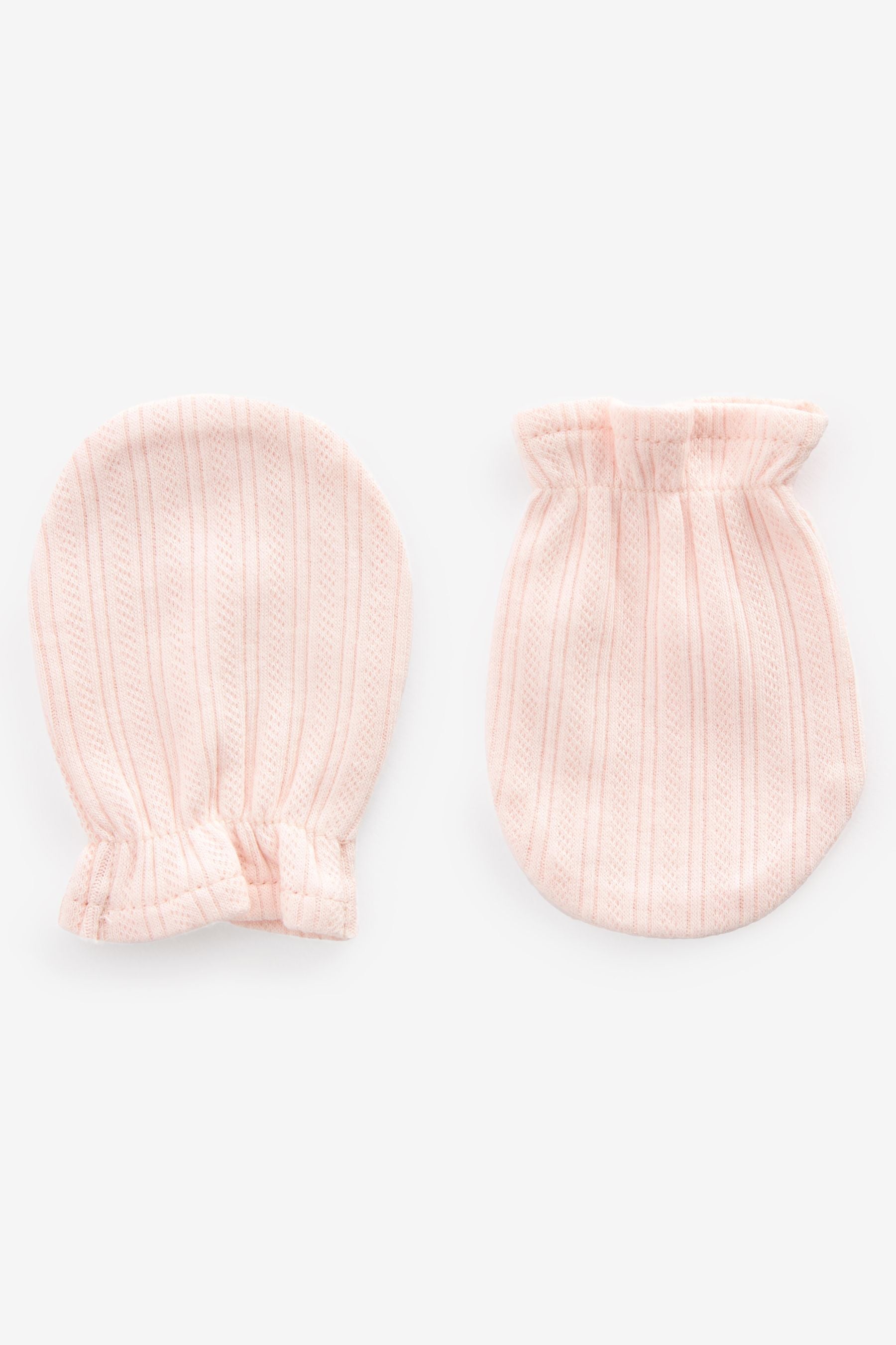 Pink/White Pointelle Baby Scratch Mitts 3 Pack