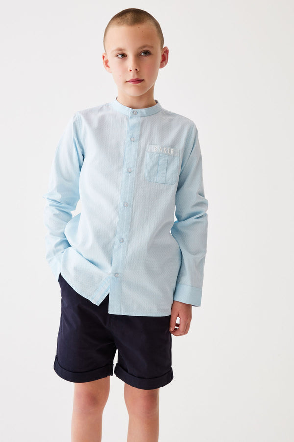 Baker by Ted Baker Blue Dobby Grandad Shirt