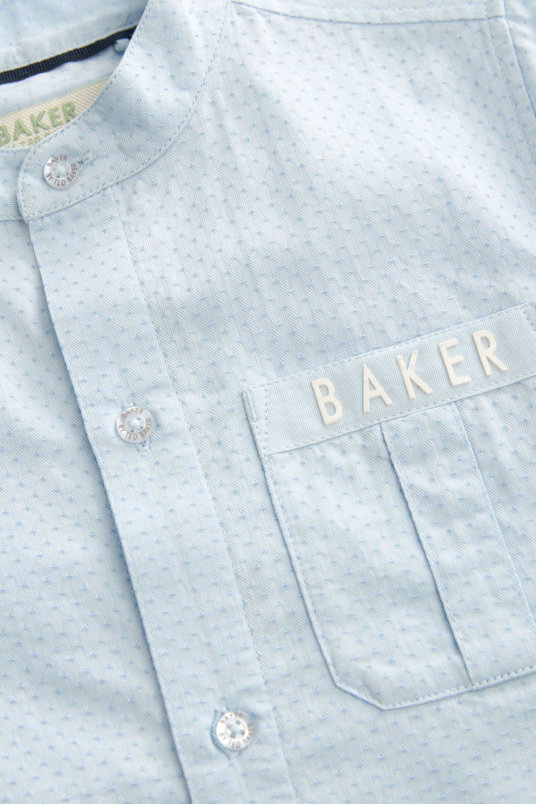 Baker by Ted Baker Blue Dobby Grandad Shirt