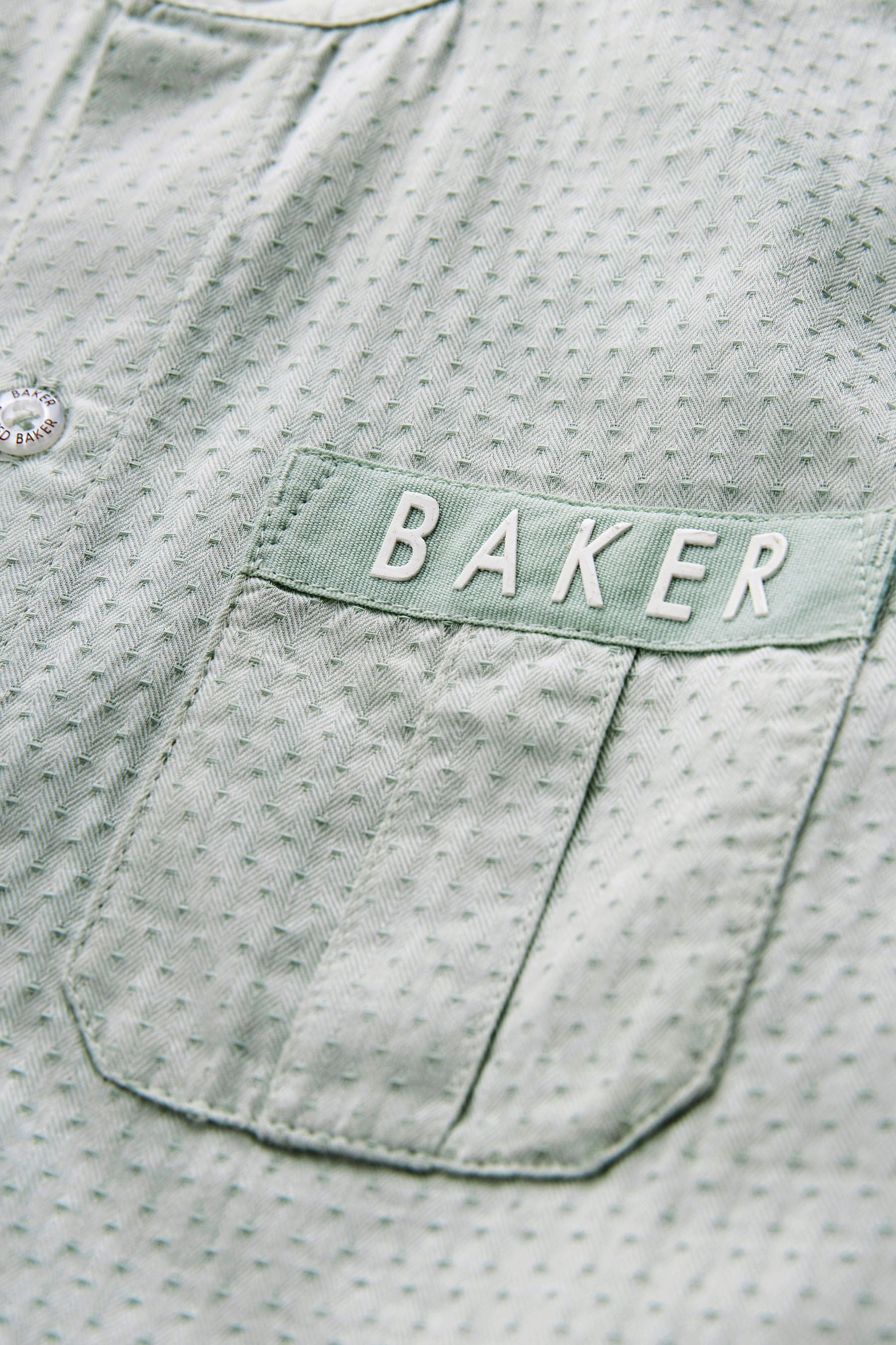 Baker by Ted Baker Green Grandad 100% Cotton Shirt