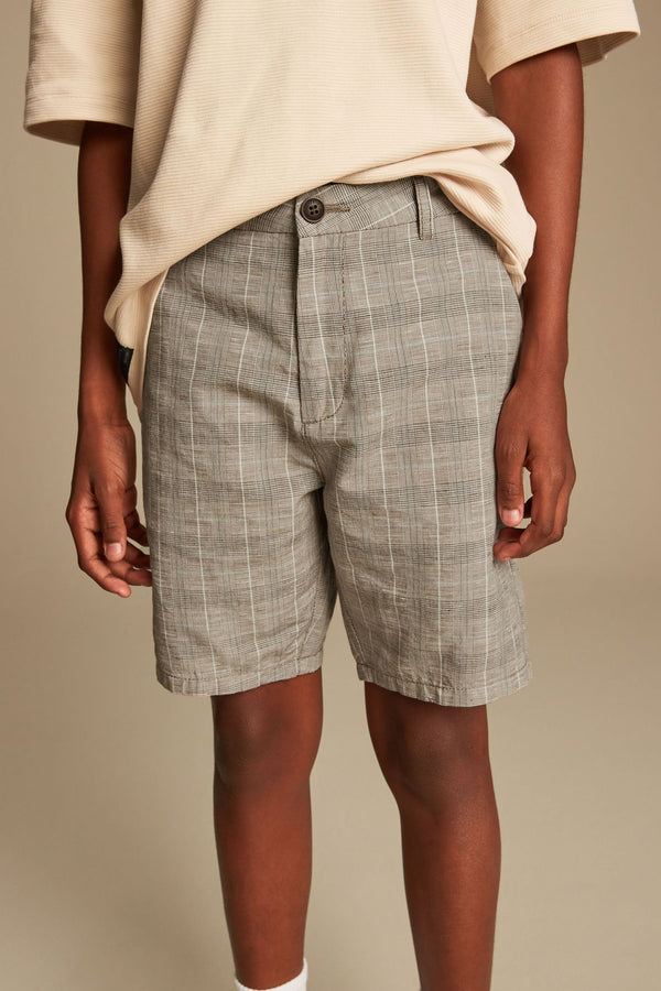 Check Linen Blend Chino Shorts (3-16yrs)