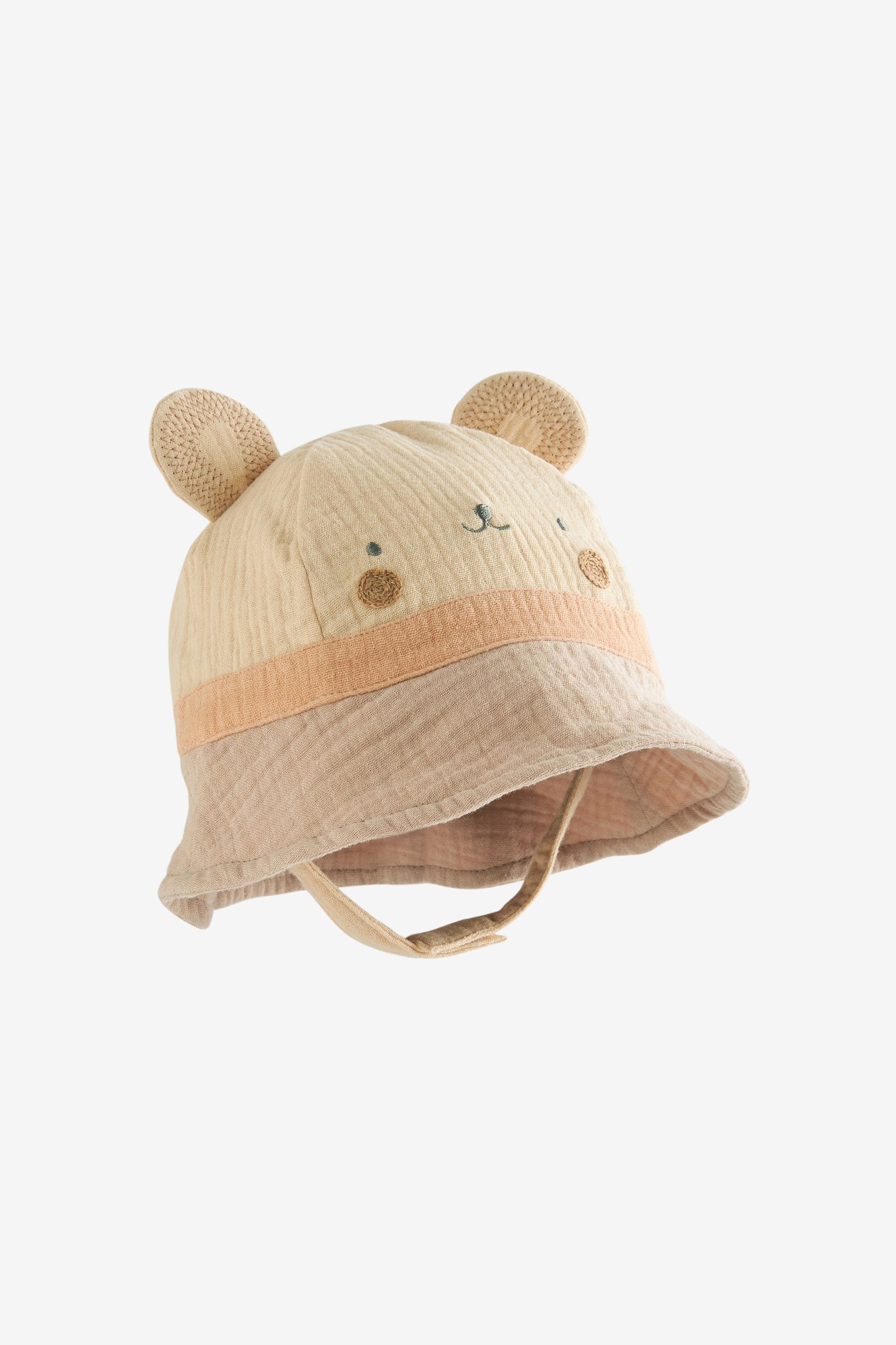 Neutral Bear Bucket Baby Hat