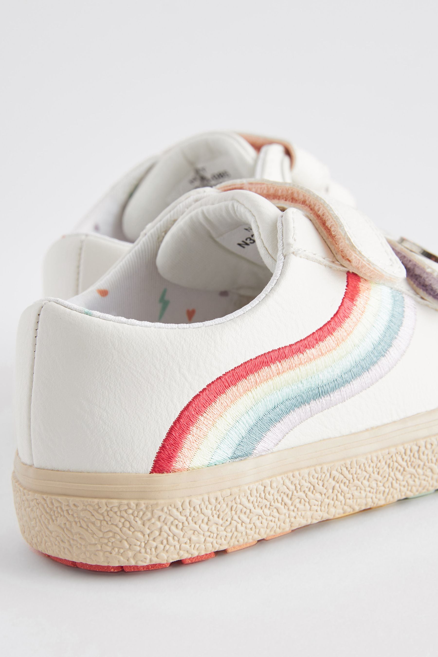 White Standard Fit (F) Rainbow Touch Fasten Trainers