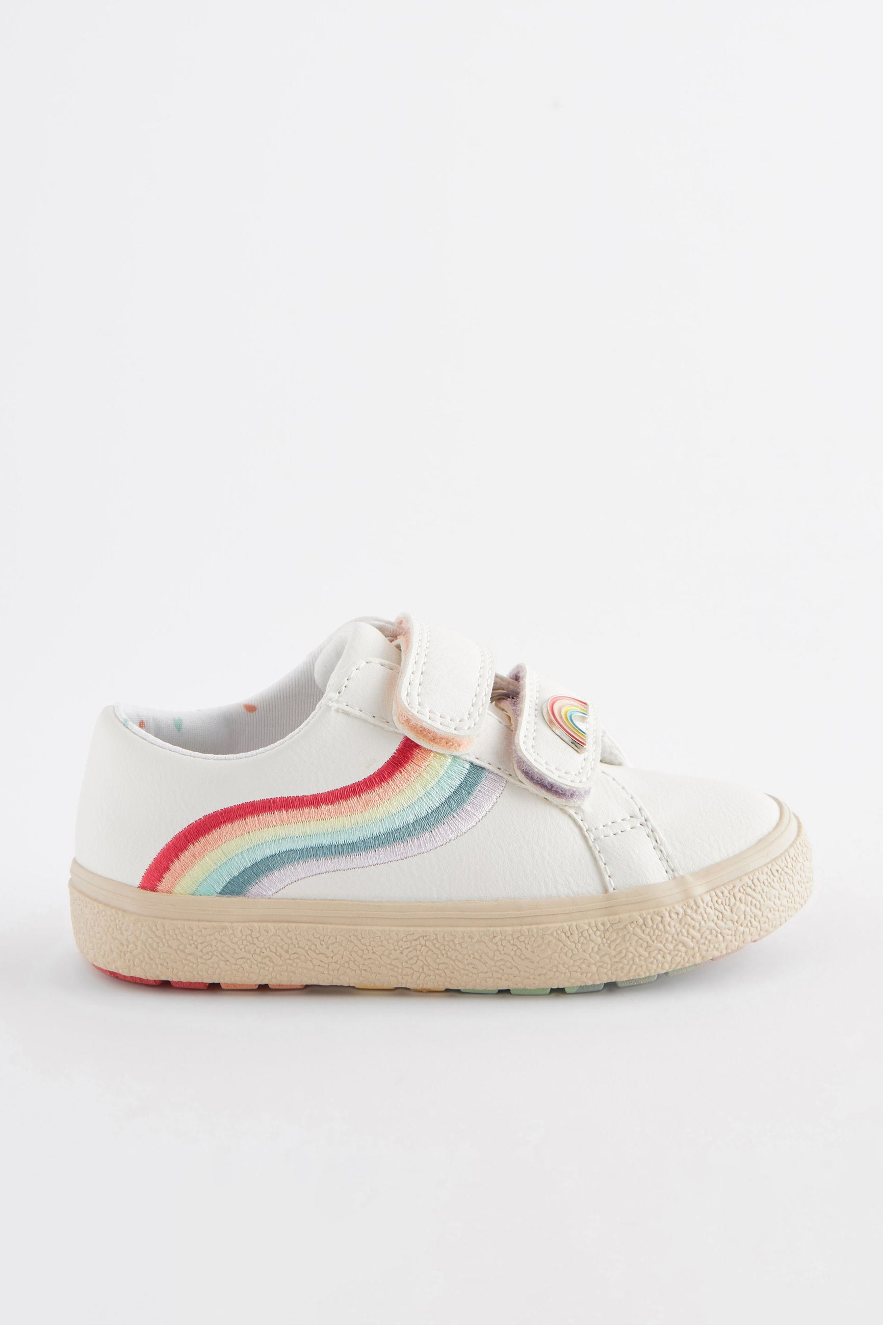 White Standard Fit (F) Rainbow Touch Fasten Trainers