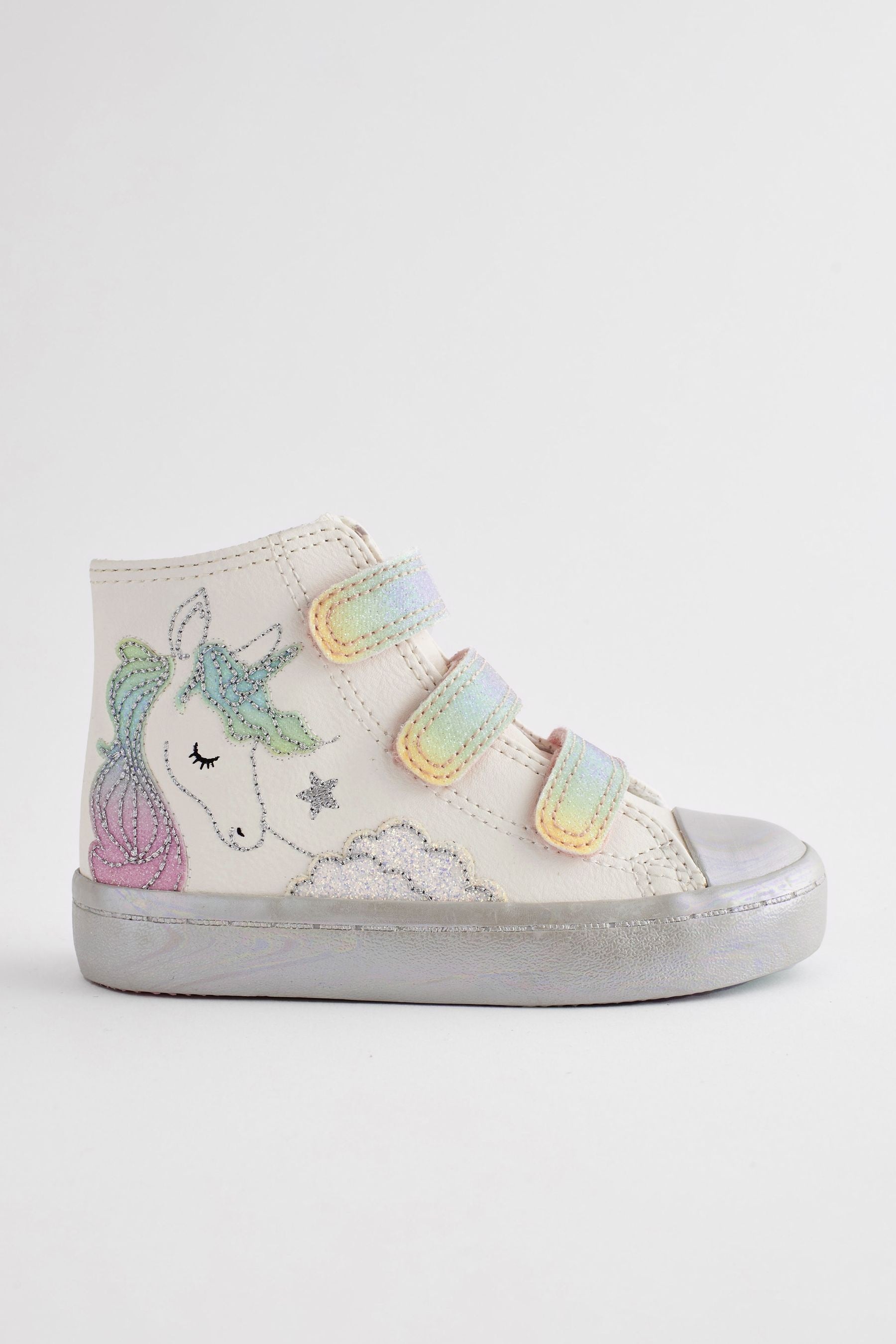 White Unicorn Glitter High Top Trainers