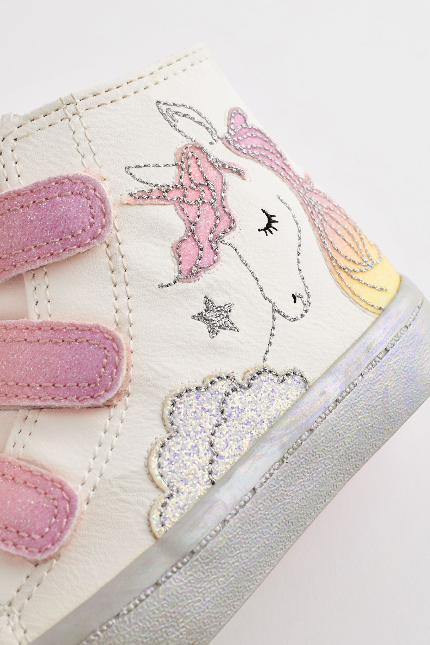 White Unicorn Glitter High Top Trainers